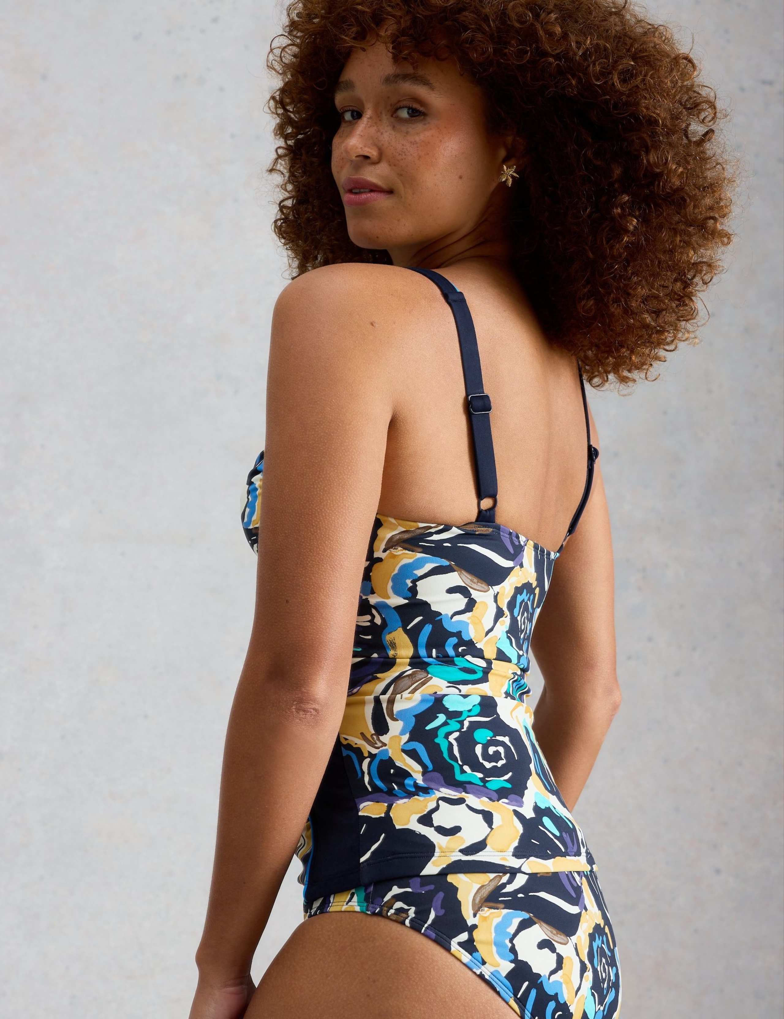 Printed Padded Square Neck Tankini Top 3 of 6