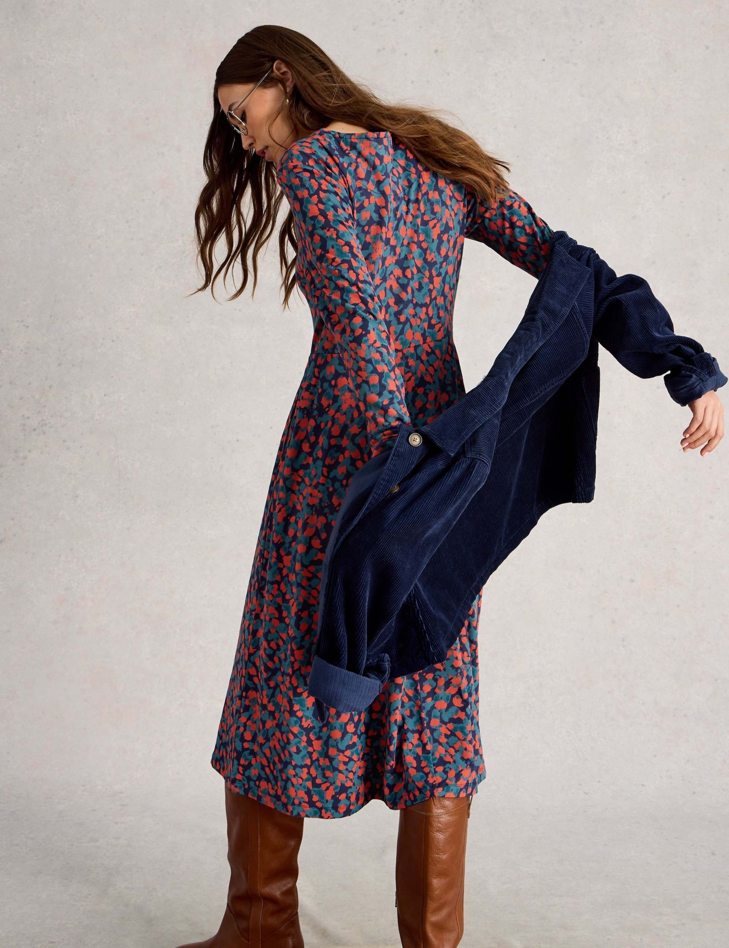 Jersey Printed Midi Waisted Dress 4 of 6