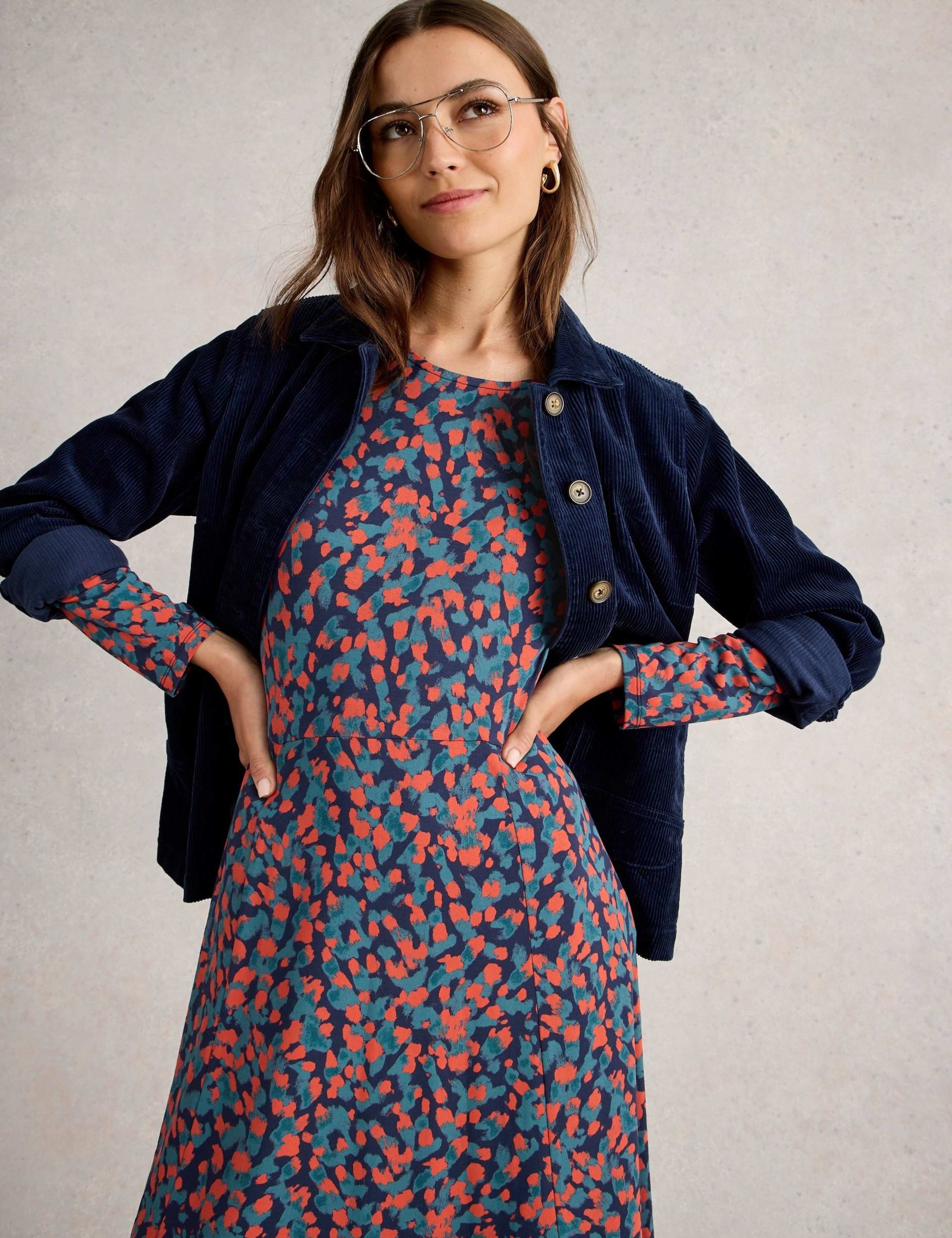 Jersey Printed Midi Waisted Dress 6 of 6