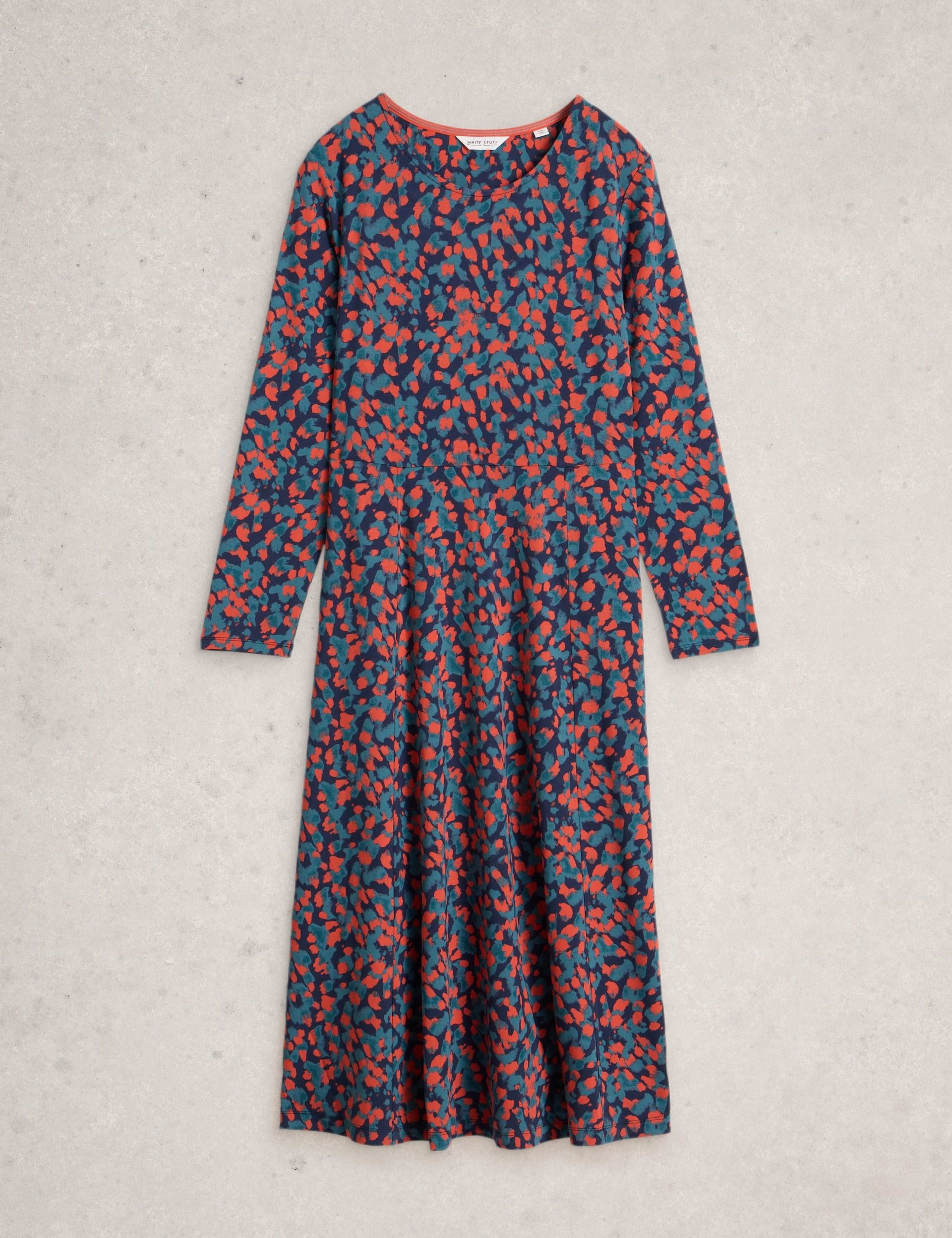 Jersey Printed Midi Waisted Dress 2 of 6
