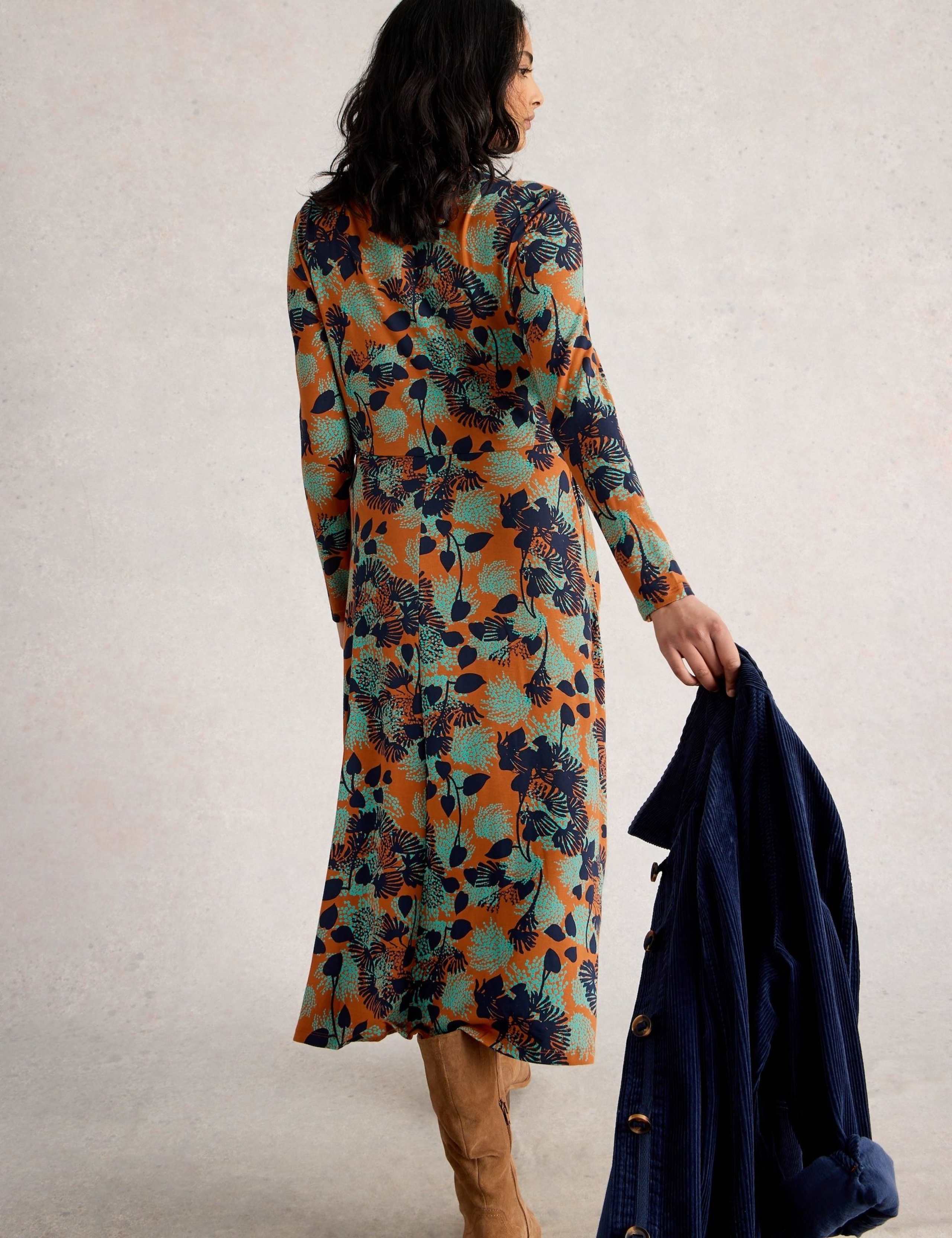 Jersey Printed Midi Waisted Dress 6 of 6