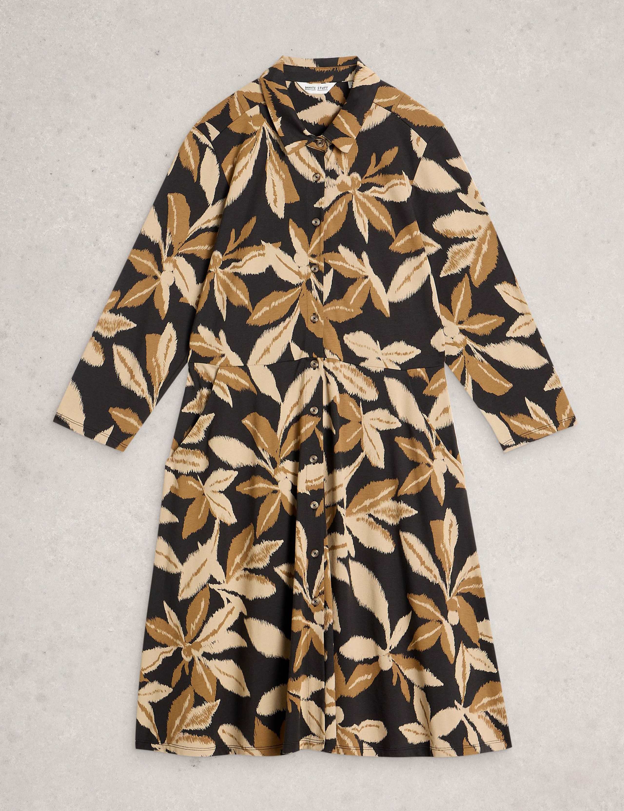 Jersey Printed Knee Length Shirt Dress 2 of 6
