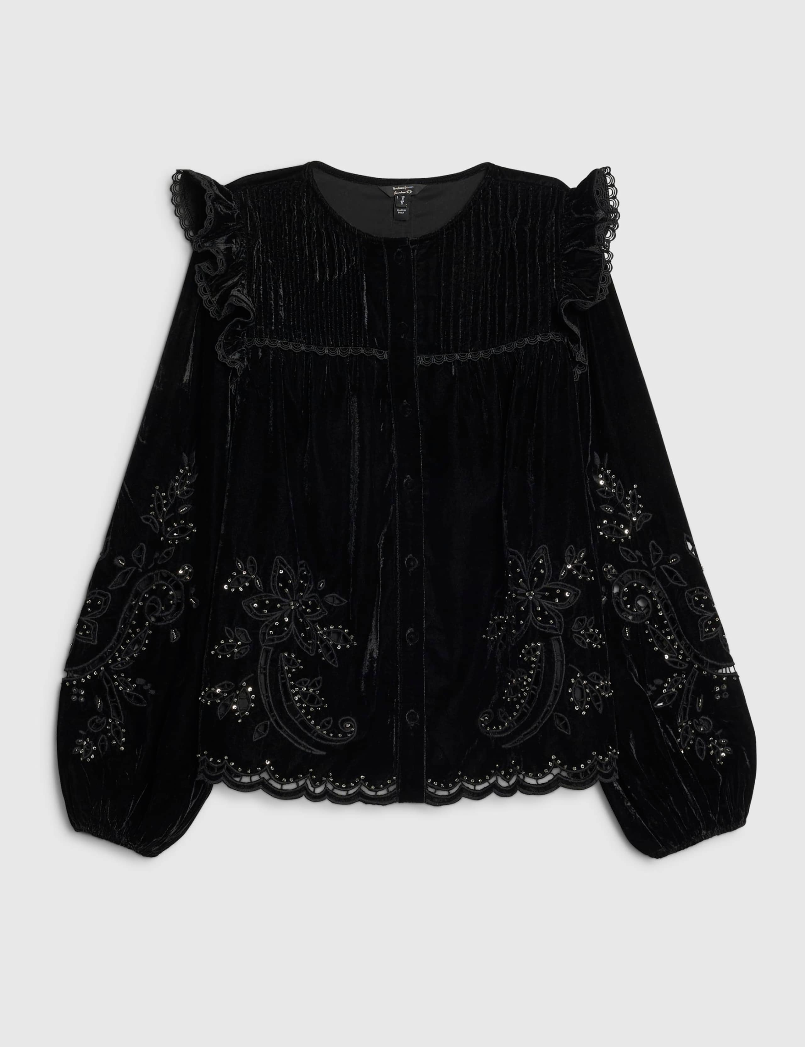 Cutwork Velvet Round Neck Blouse 2 of 3