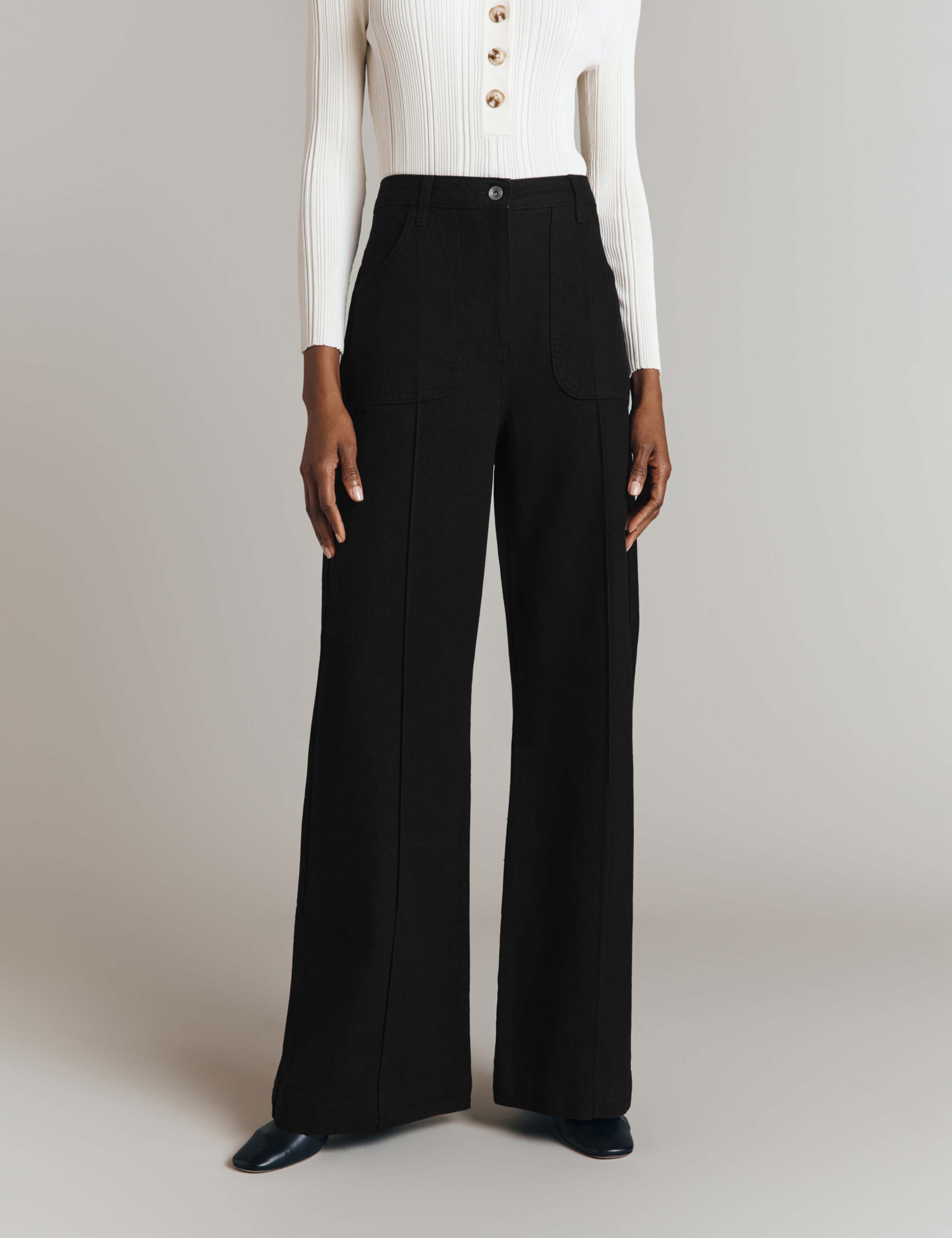 Cotton Rich Wide Leg Trousers 3 of 4