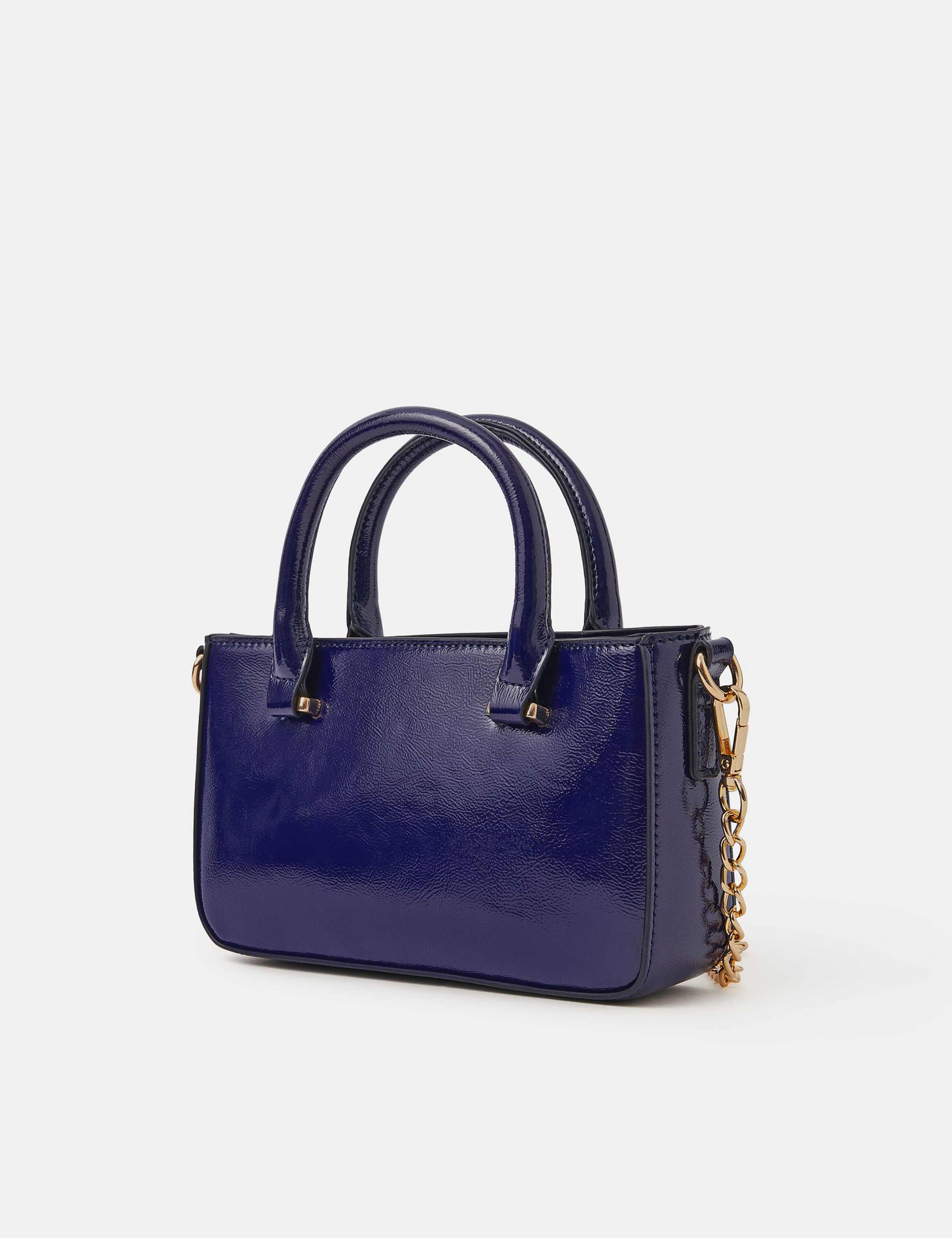 Patent Finish Chain Strap Top Handle Cross Body Bag 2 of 4