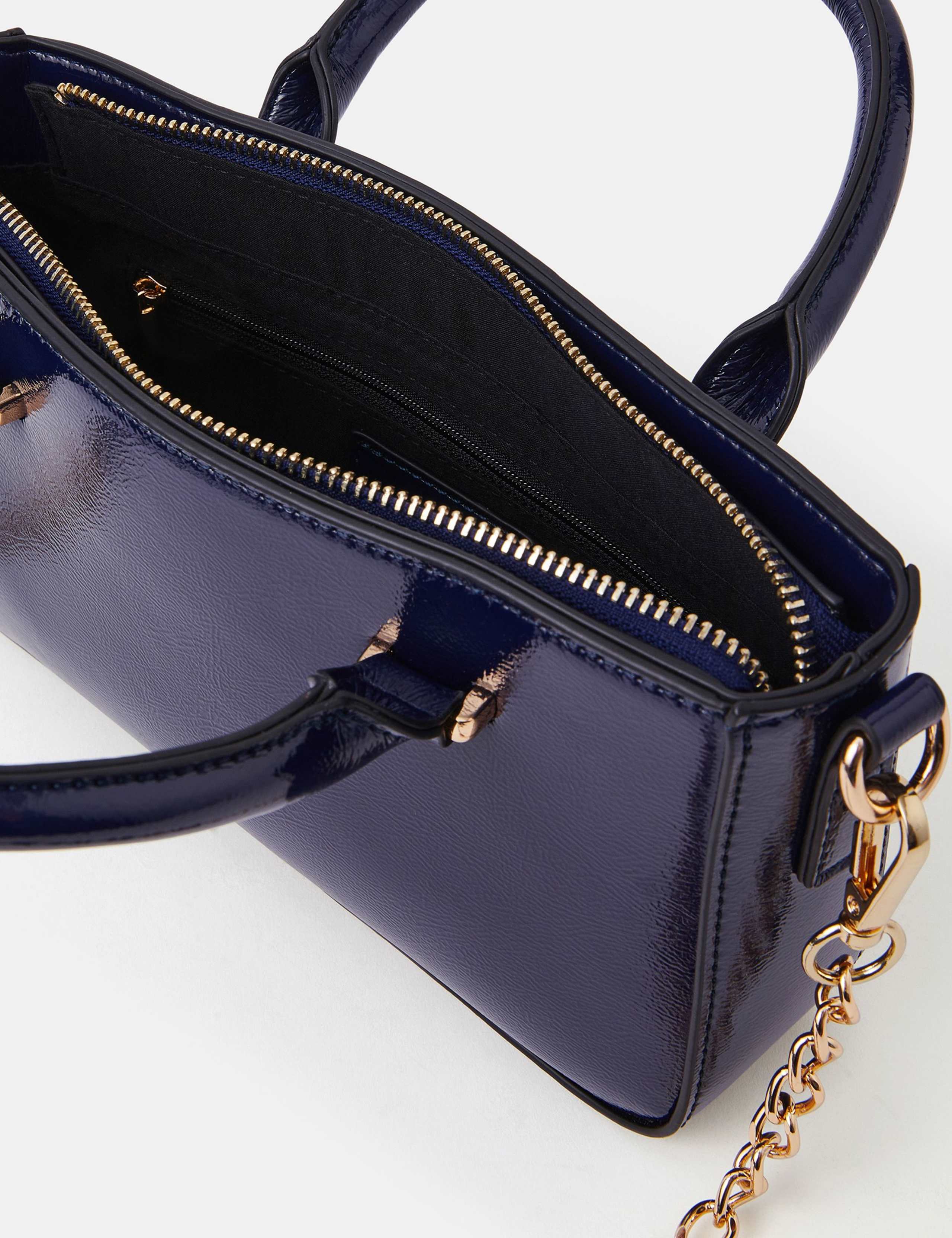Patent Finish Chain Strap Top Handle Cross Body Bag 4 of 4