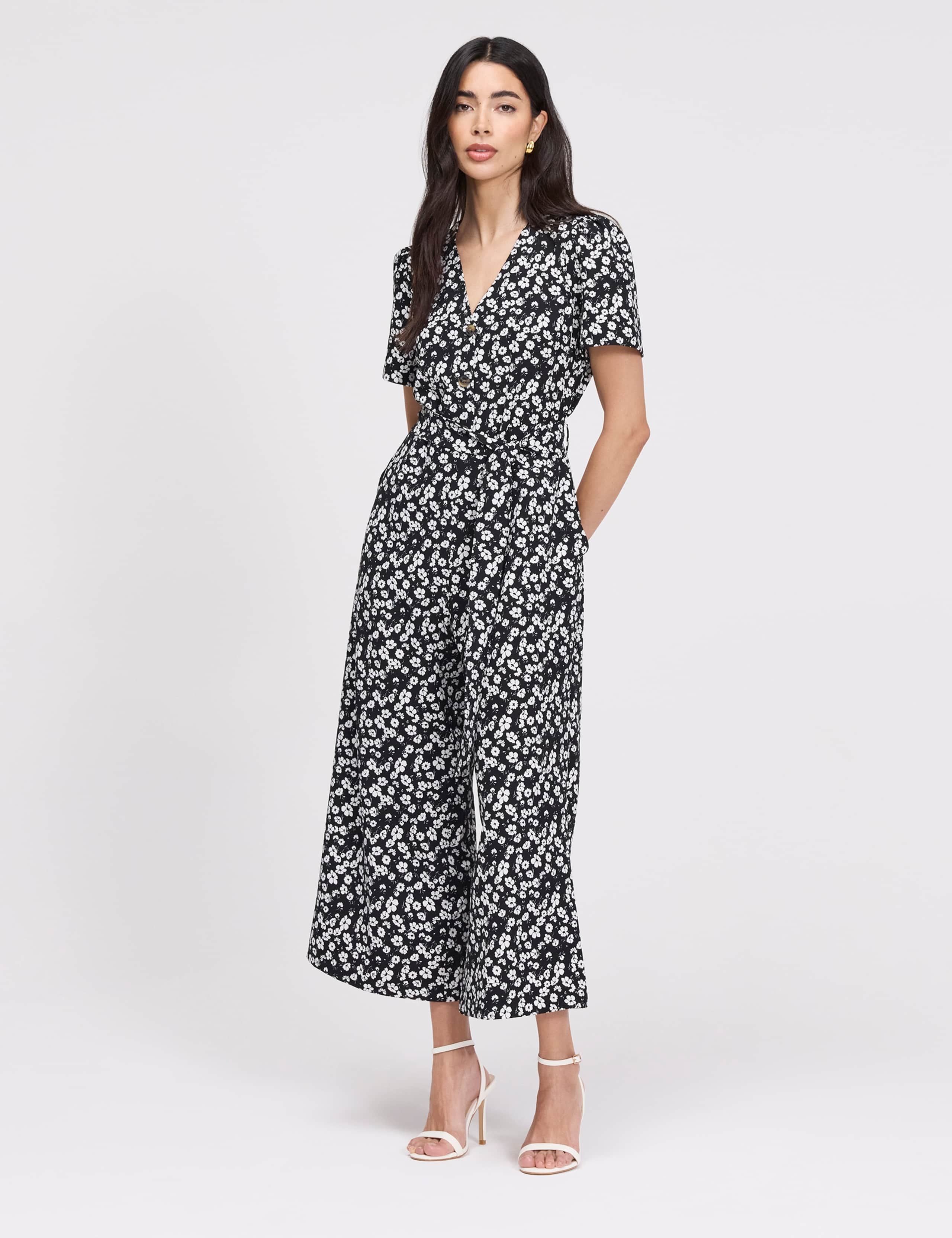 Floral Cropped Wide Leg Jumpsuit 2 of 7