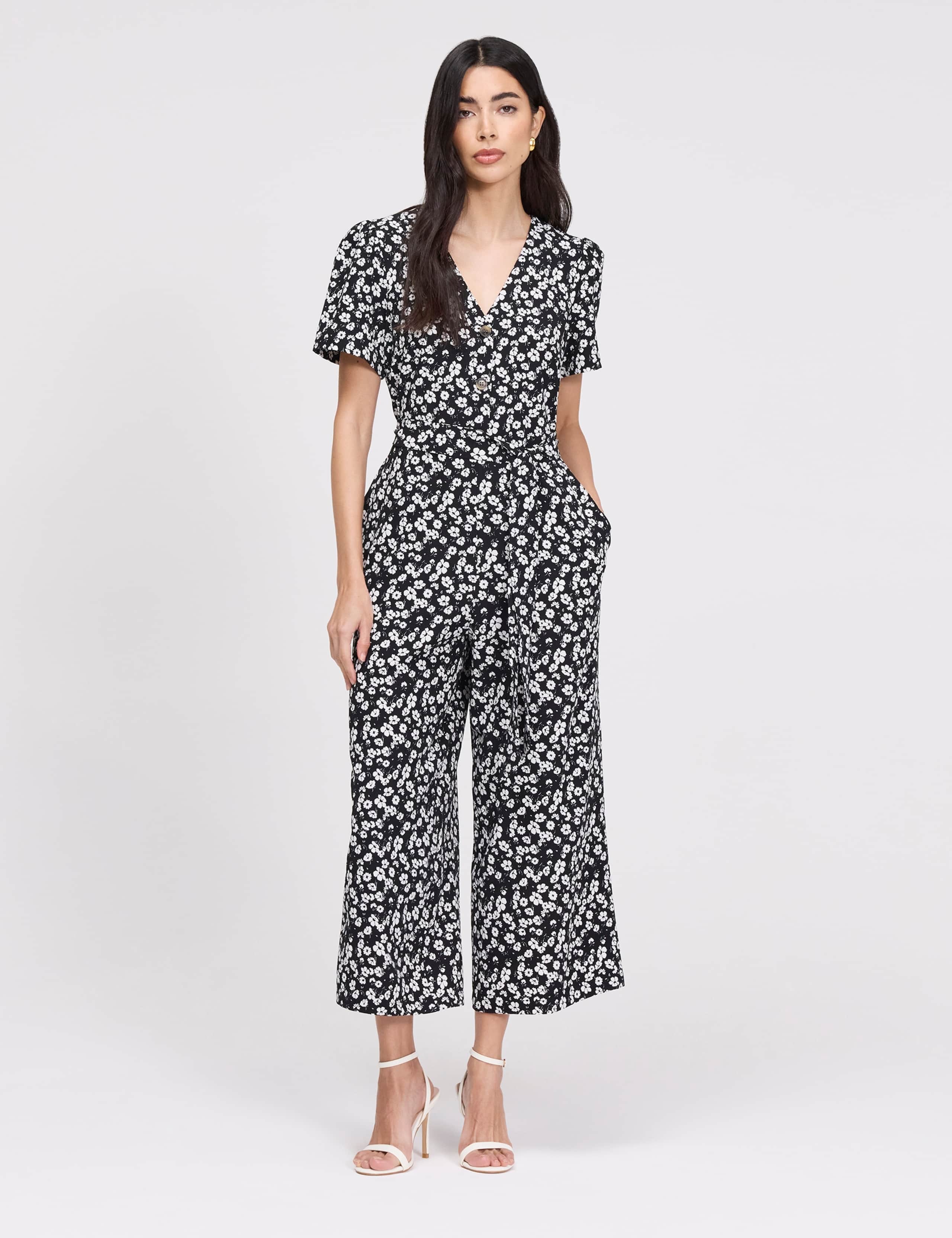 Floral Cropped Wide Leg Jumpsuit 3 of 7