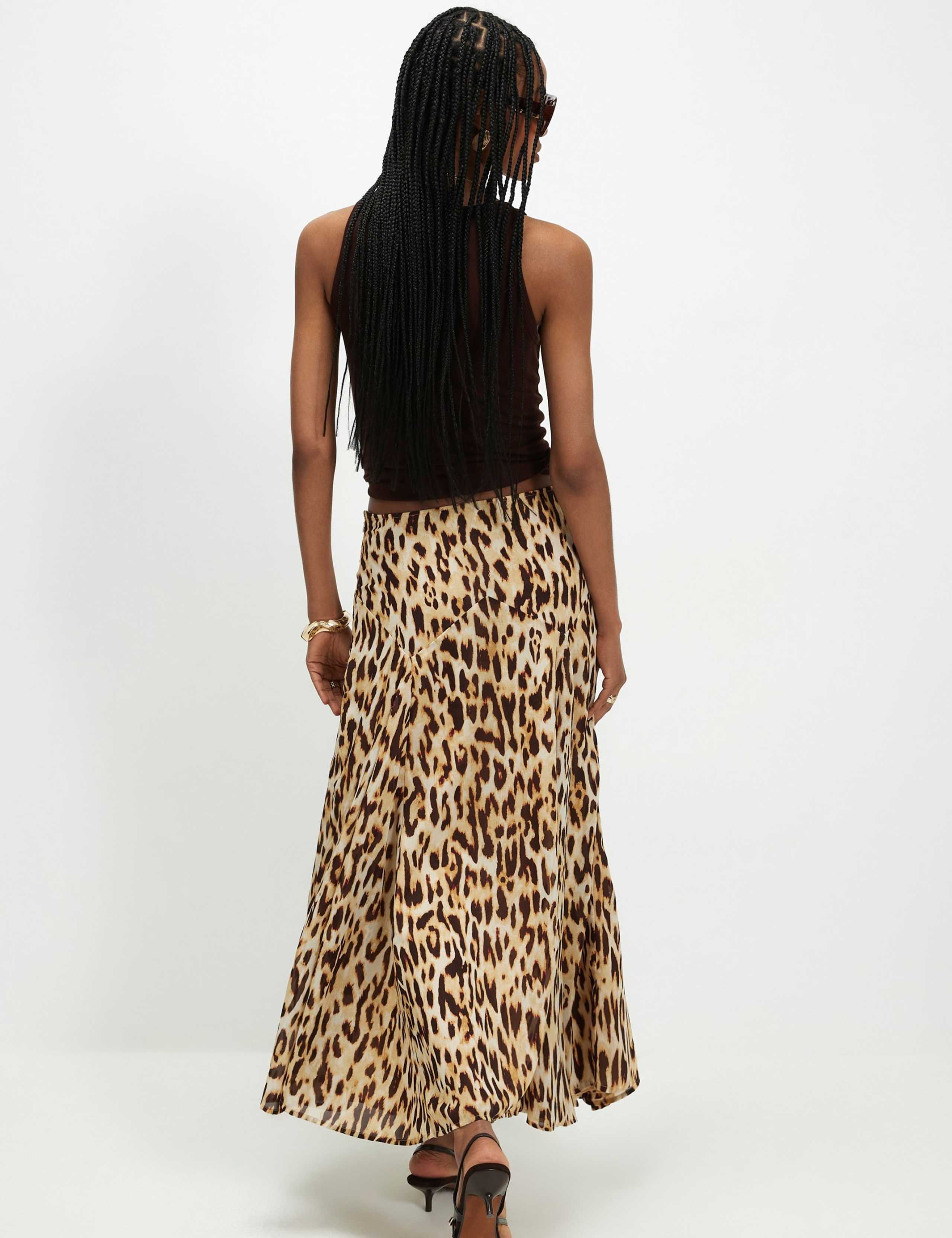 Animal Print Midi A-Line Skirt 2 of 6