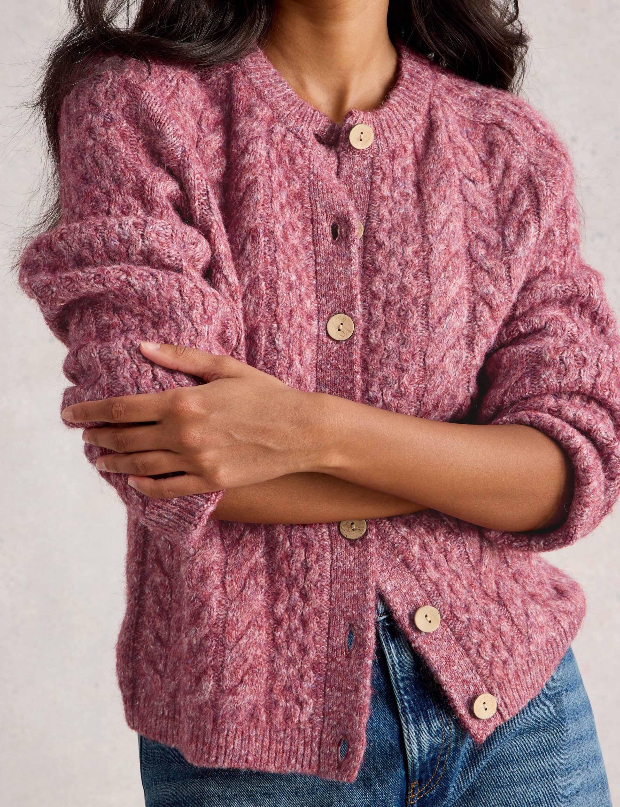 Cable Knit Button Front Cardigan 4 of 6