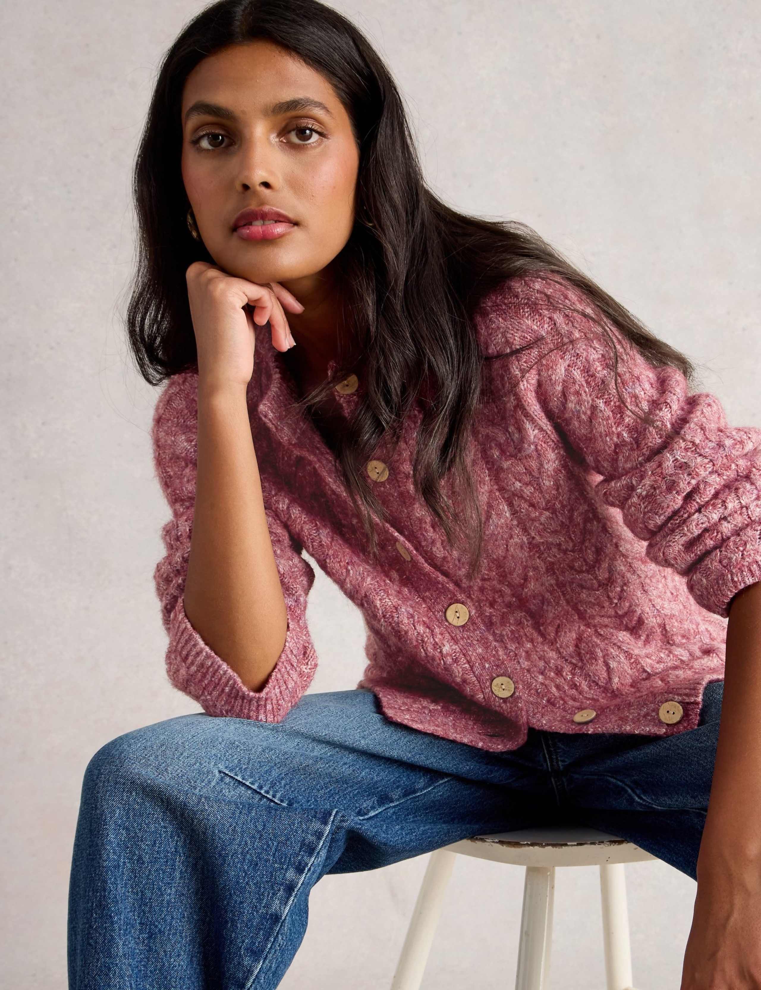 Cable Knit Button Front Cardigan 5 of 6