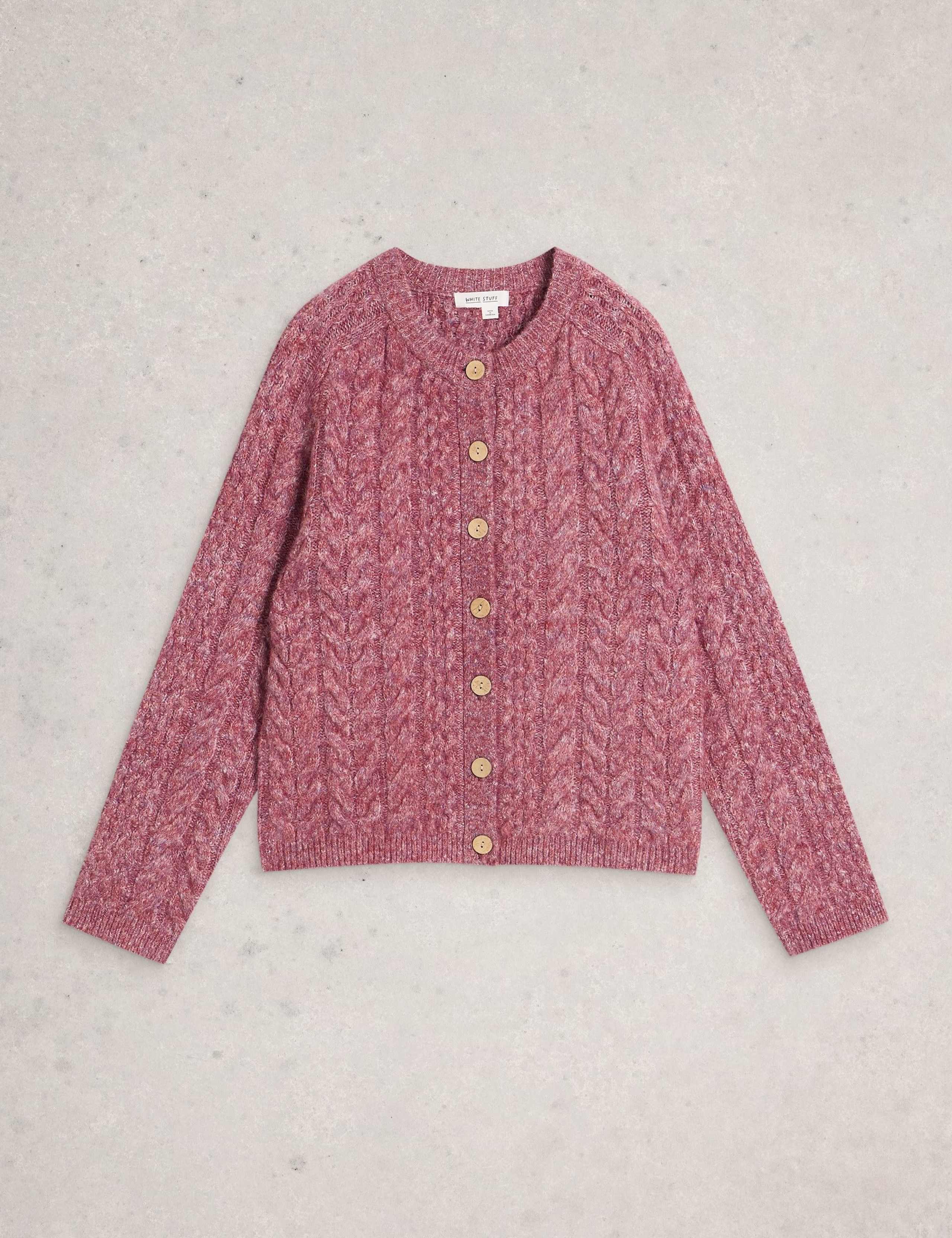 Cable Knit Button Front Cardigan 2 of 6