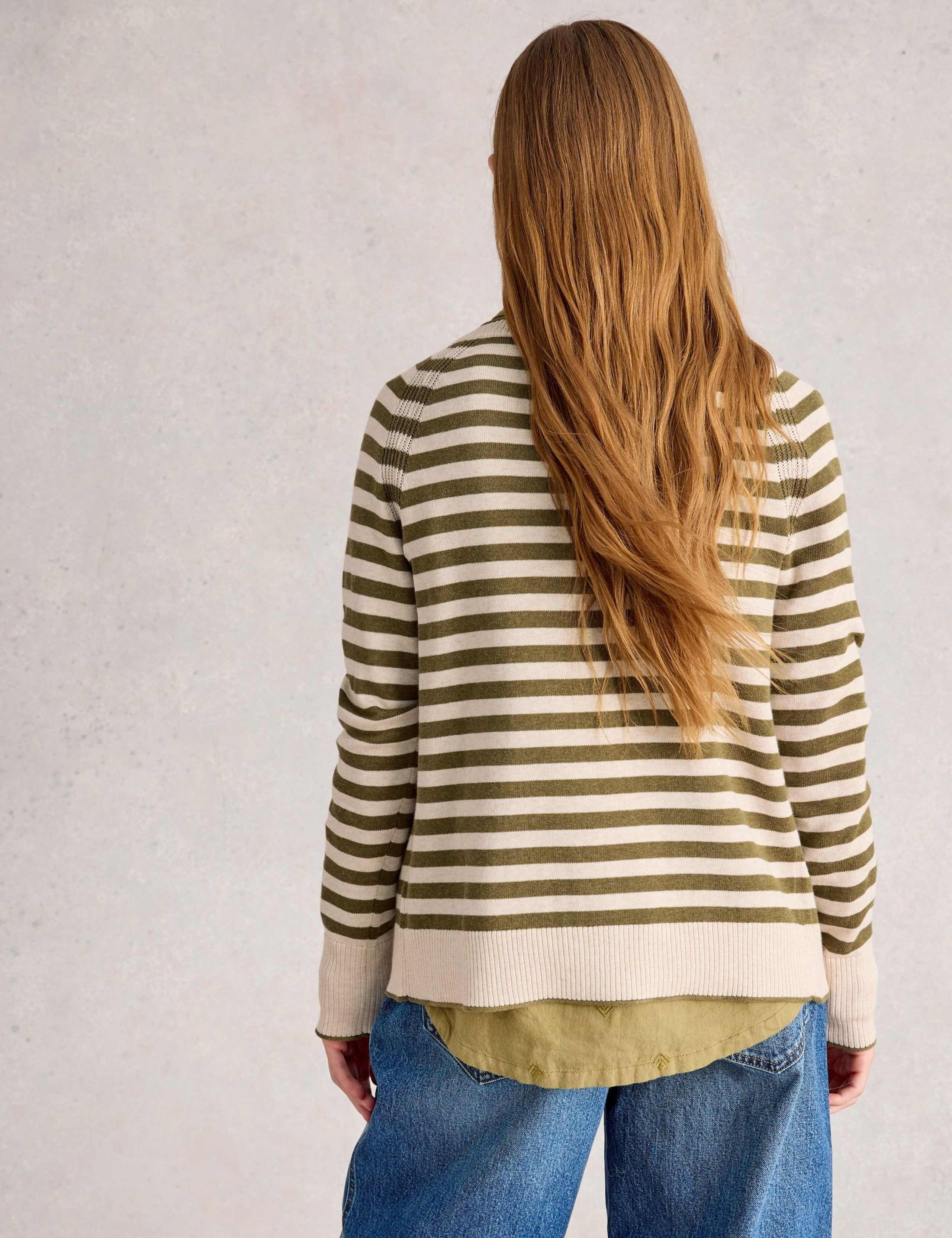 Pure Cotton Striped Embroidered Cardigan 4 of 6