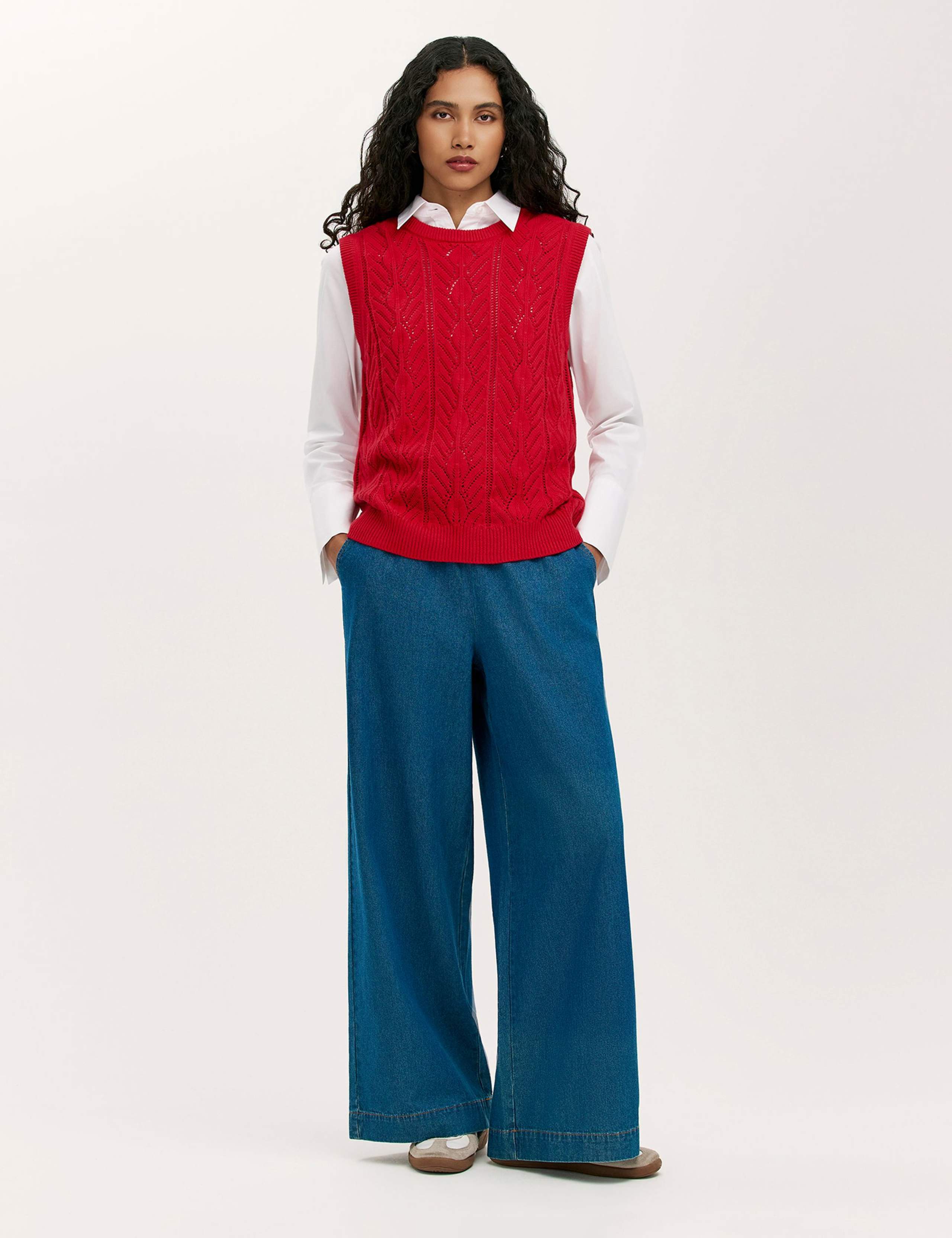 Pure Cotton Crew Neck Knitted Vest 2 of 4