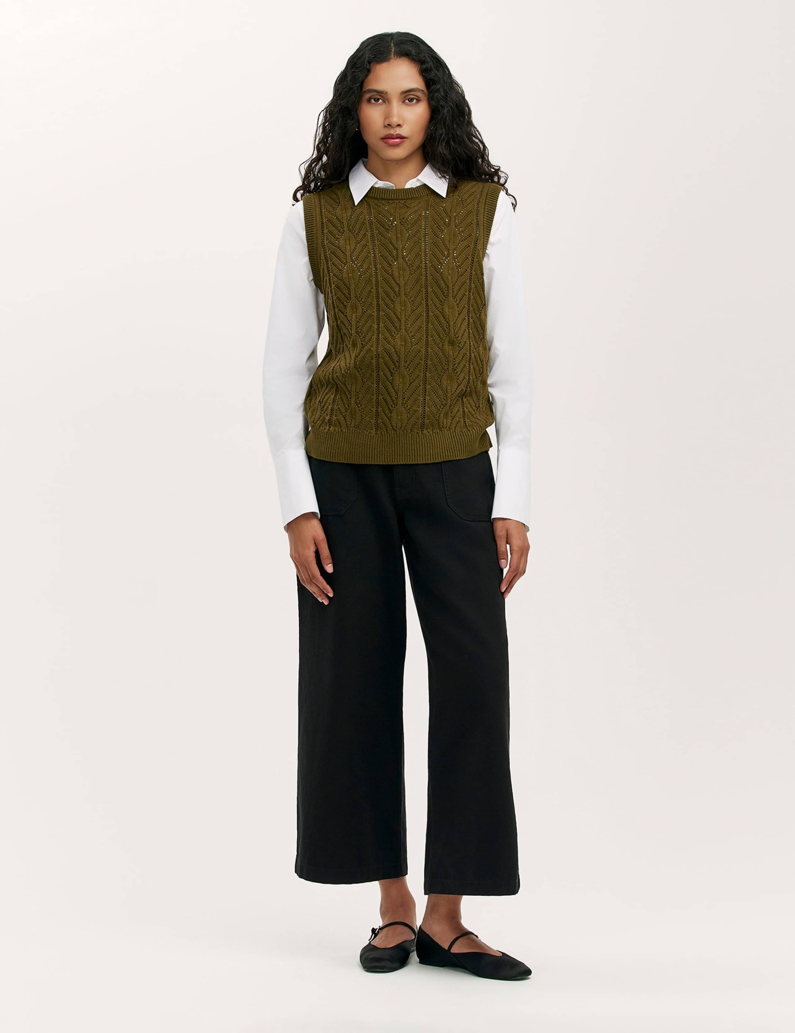 Pure Cotton Crew Neck Knitted Vest 2 of 4