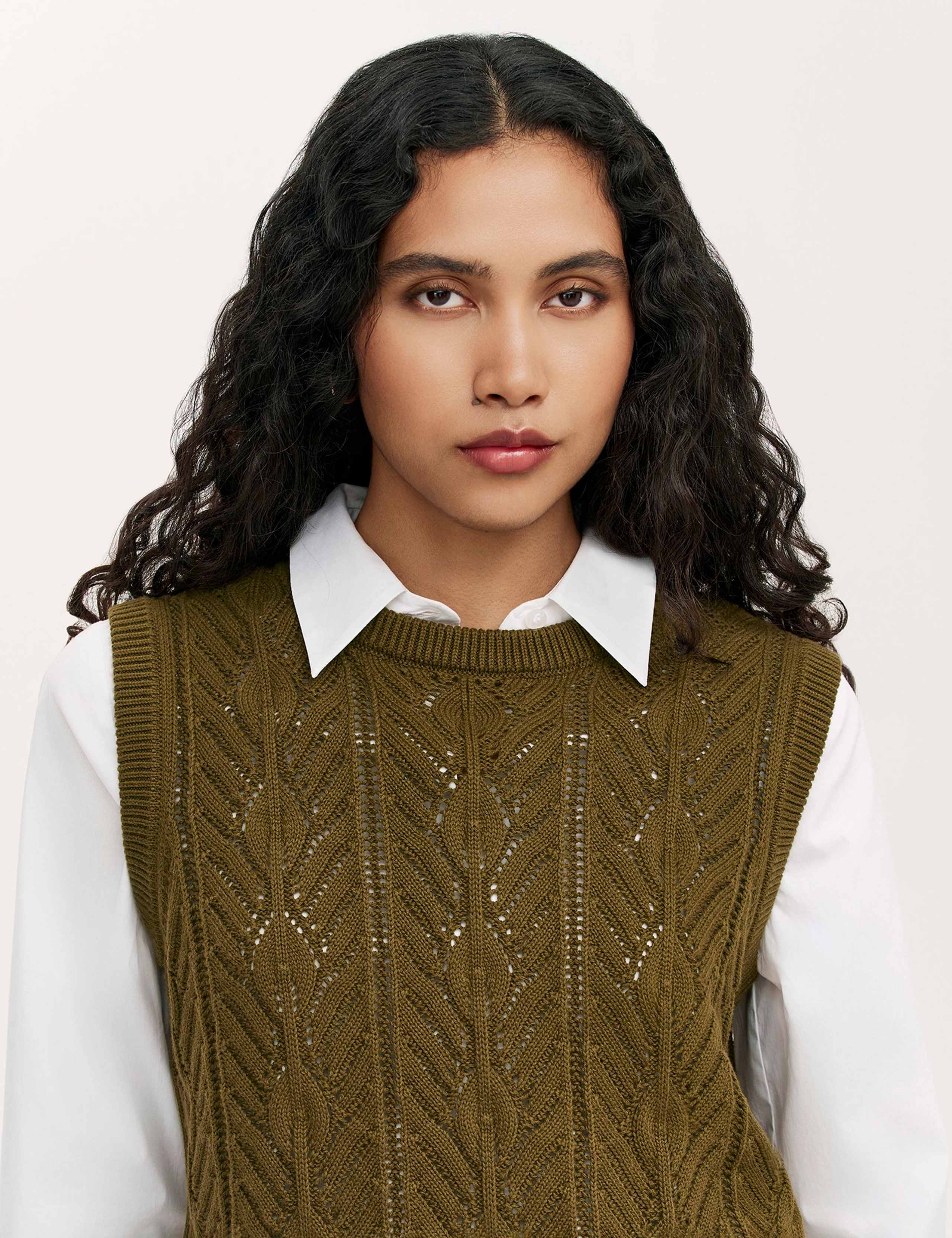 Pure Cotton Crew Neck Knitted Vest 4 of 4