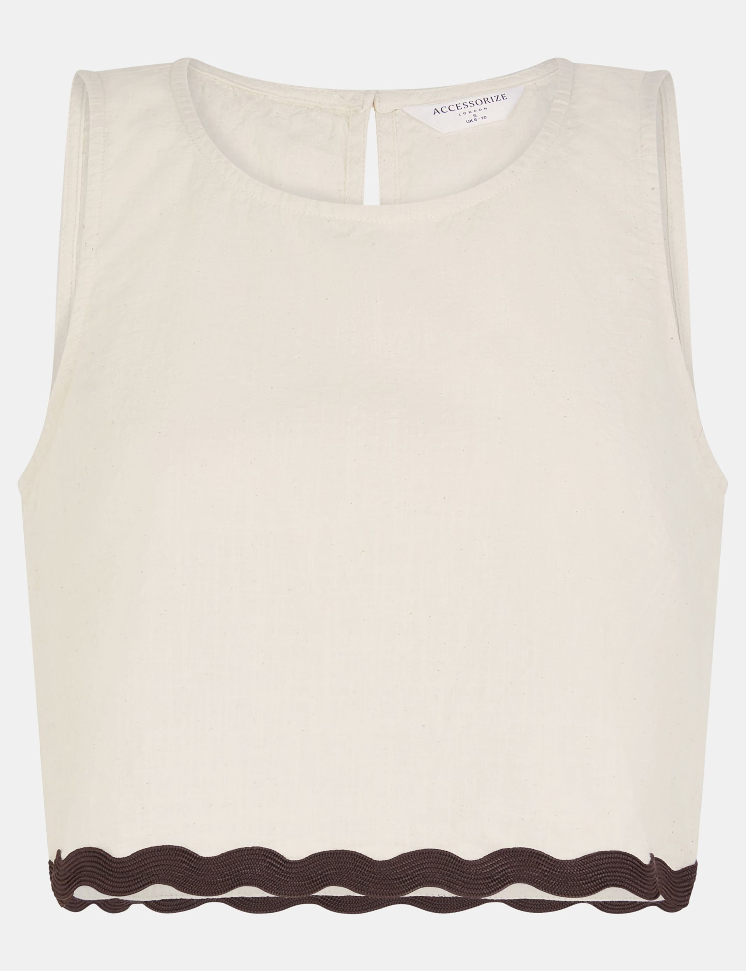 Pure Cotton Round Neck Ric Rac Crop Top 2 of 4