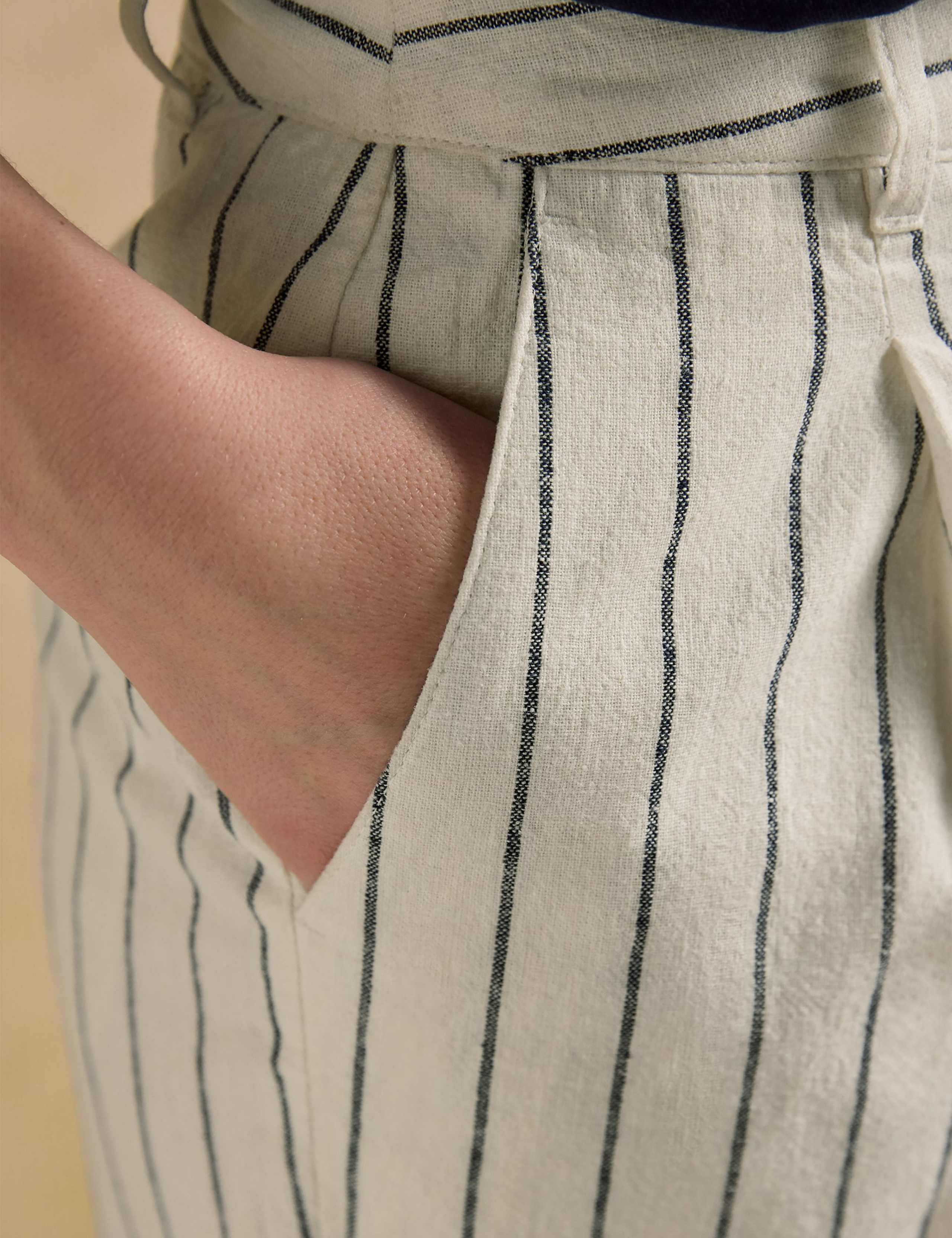 Linen Rich Striped Wide Leg Trousers 5 of 6