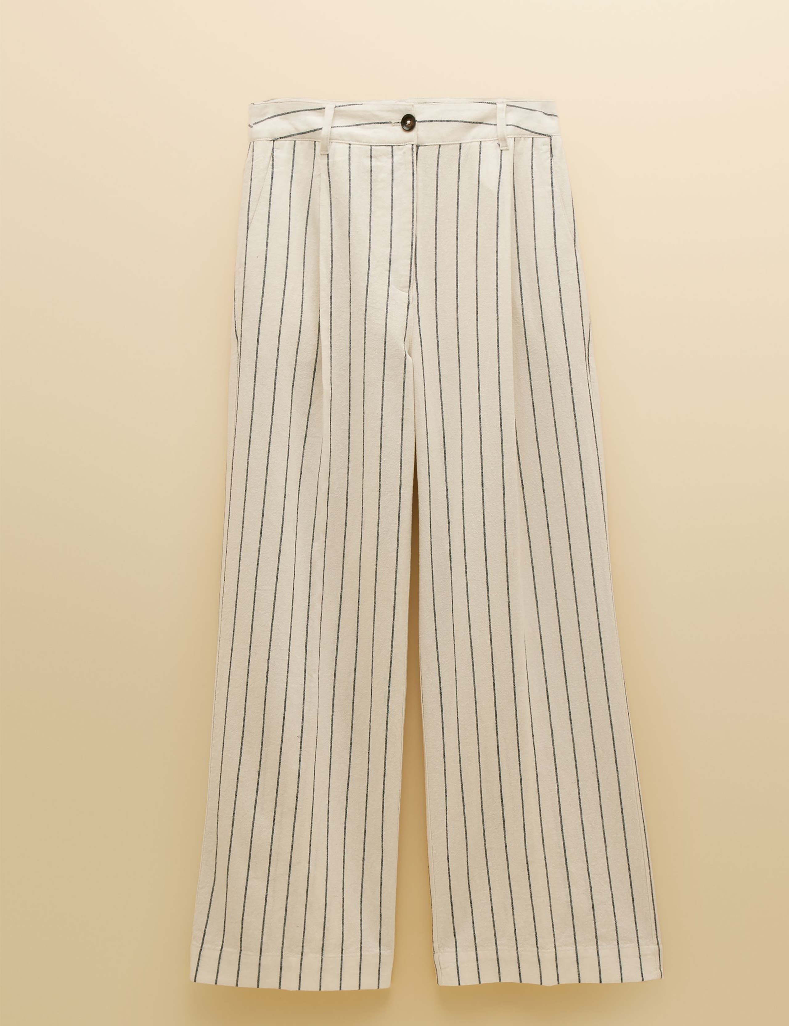 Linen Rich Striped Wide Leg Trousers 2 of 6