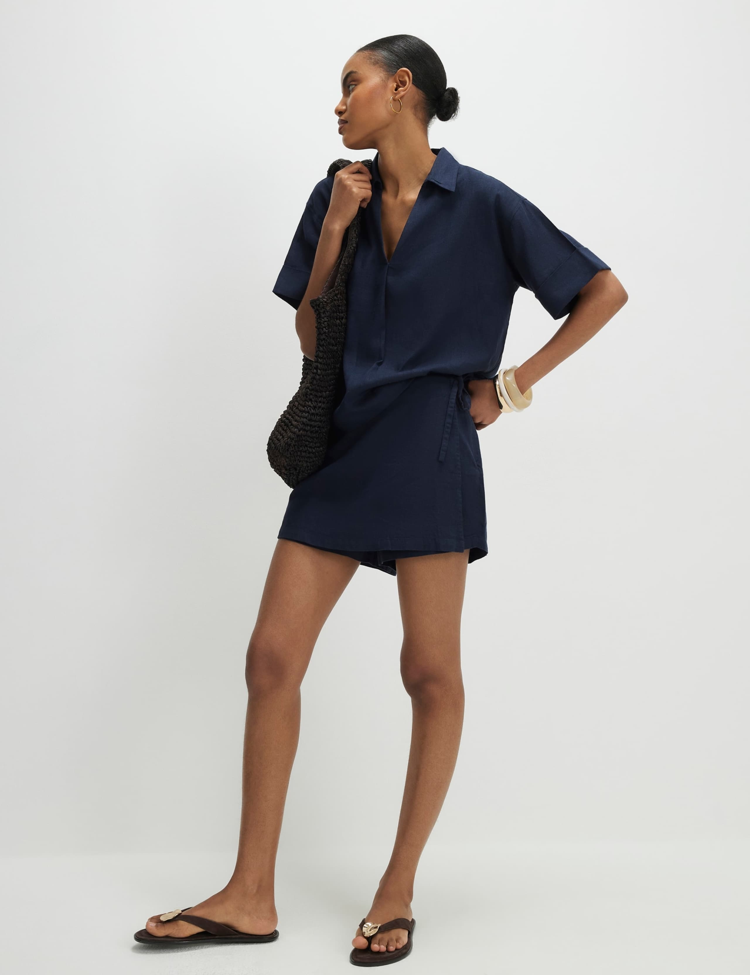 Linen Rich Wrap Skorts 1 of 4