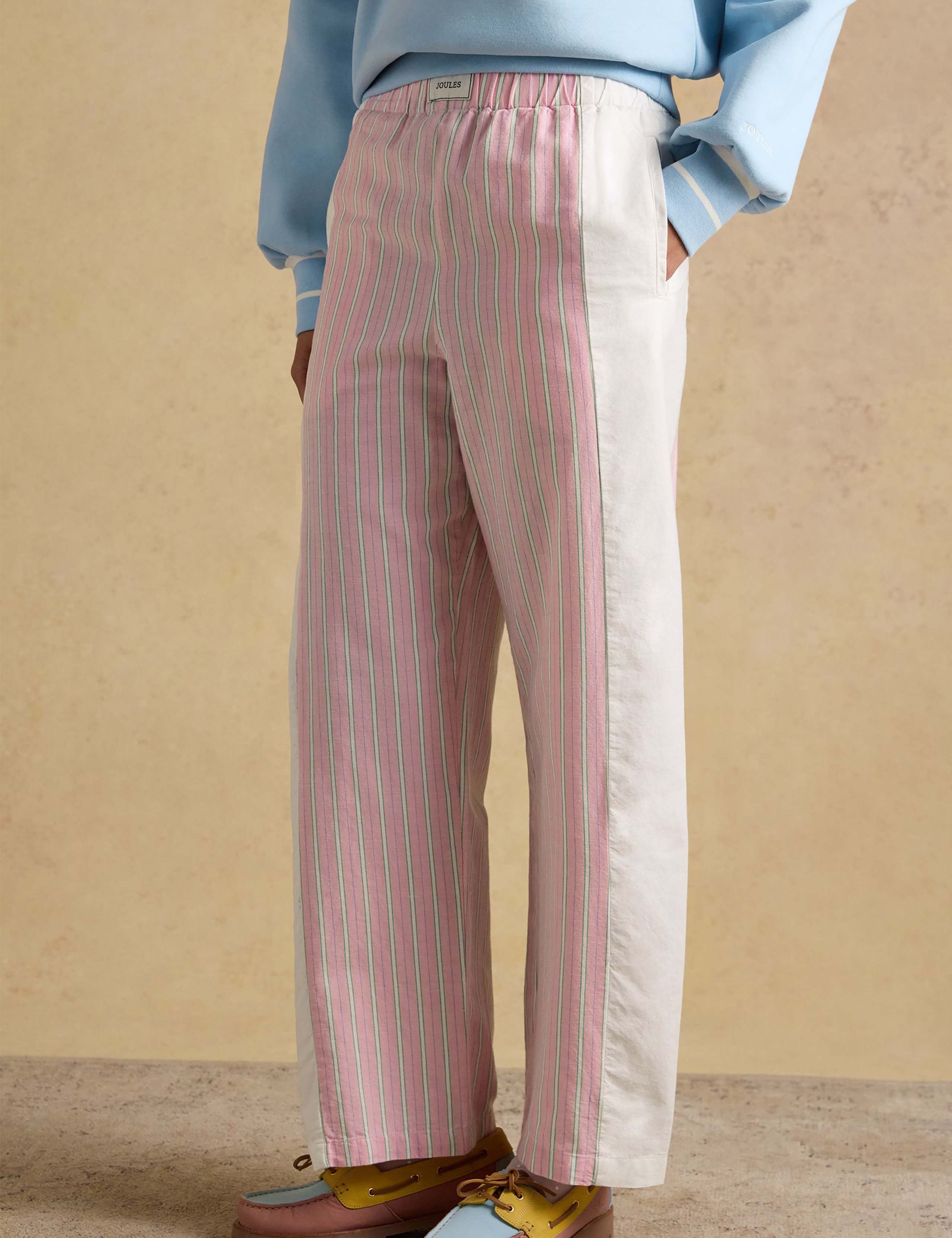 Pure Cotton Striped Wide Leg Trousers 3 of 7