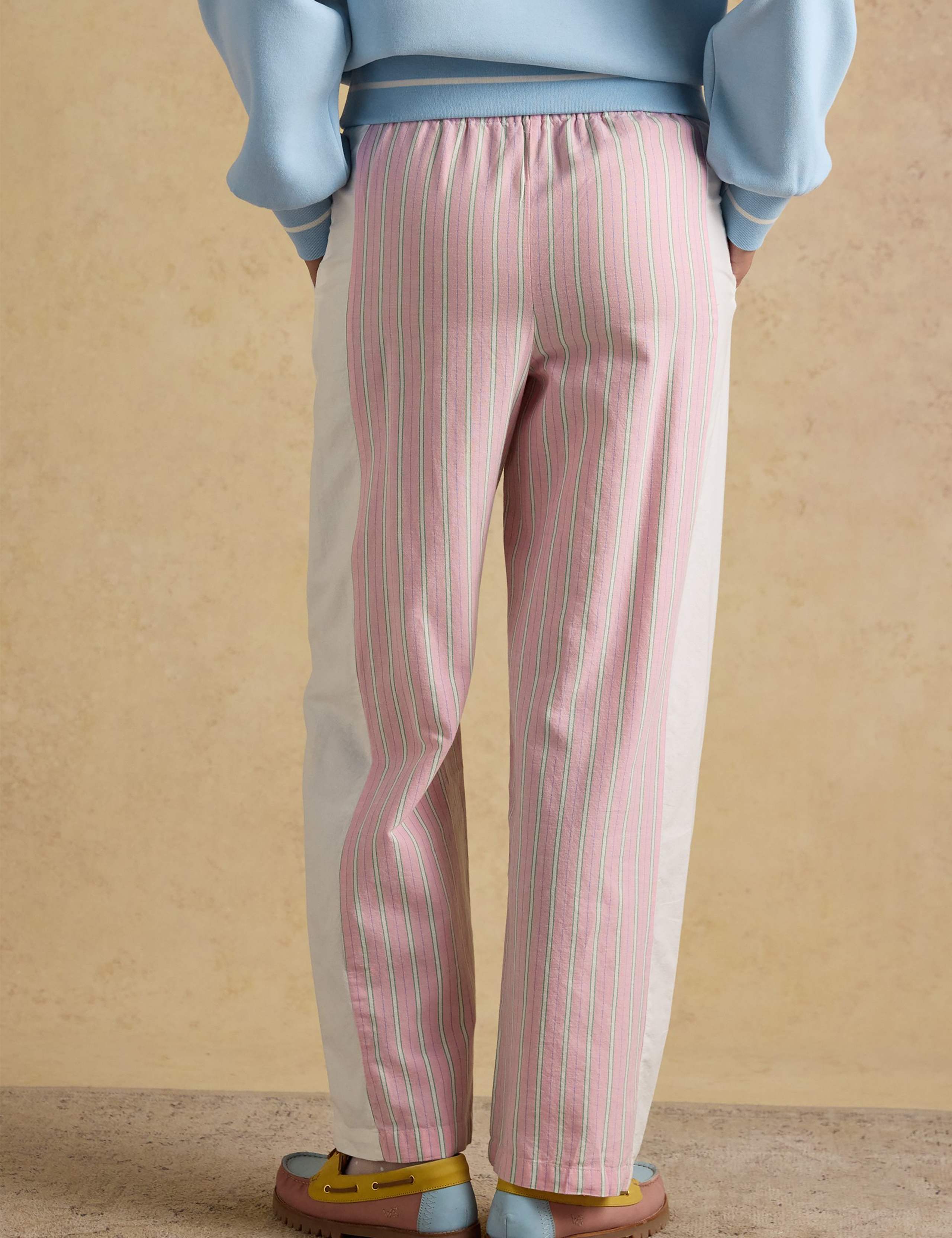 Pure Cotton Striped Wide Leg Trousers 4 of 7