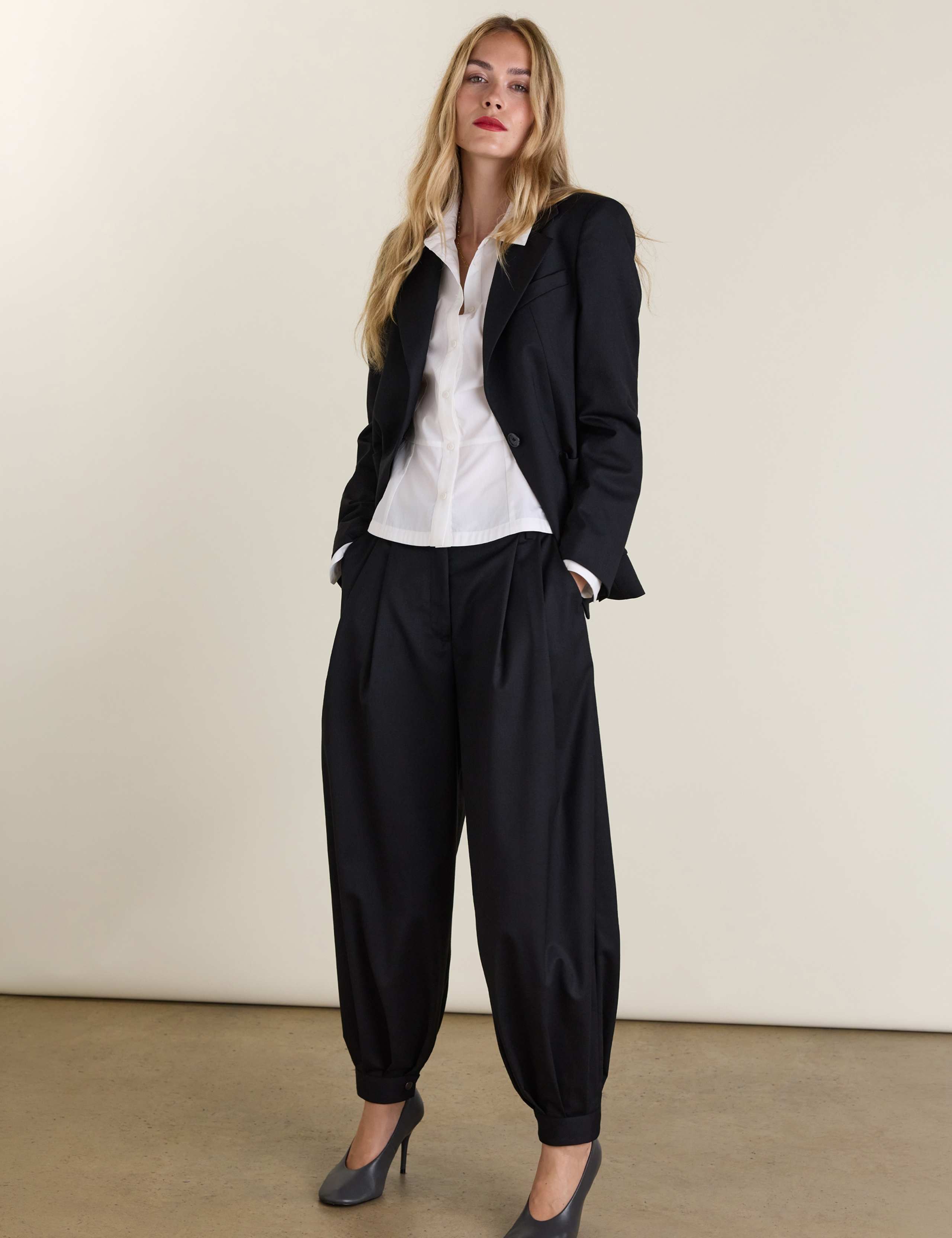 Wool Blend Tailored Balloon Trousers 2 of 6