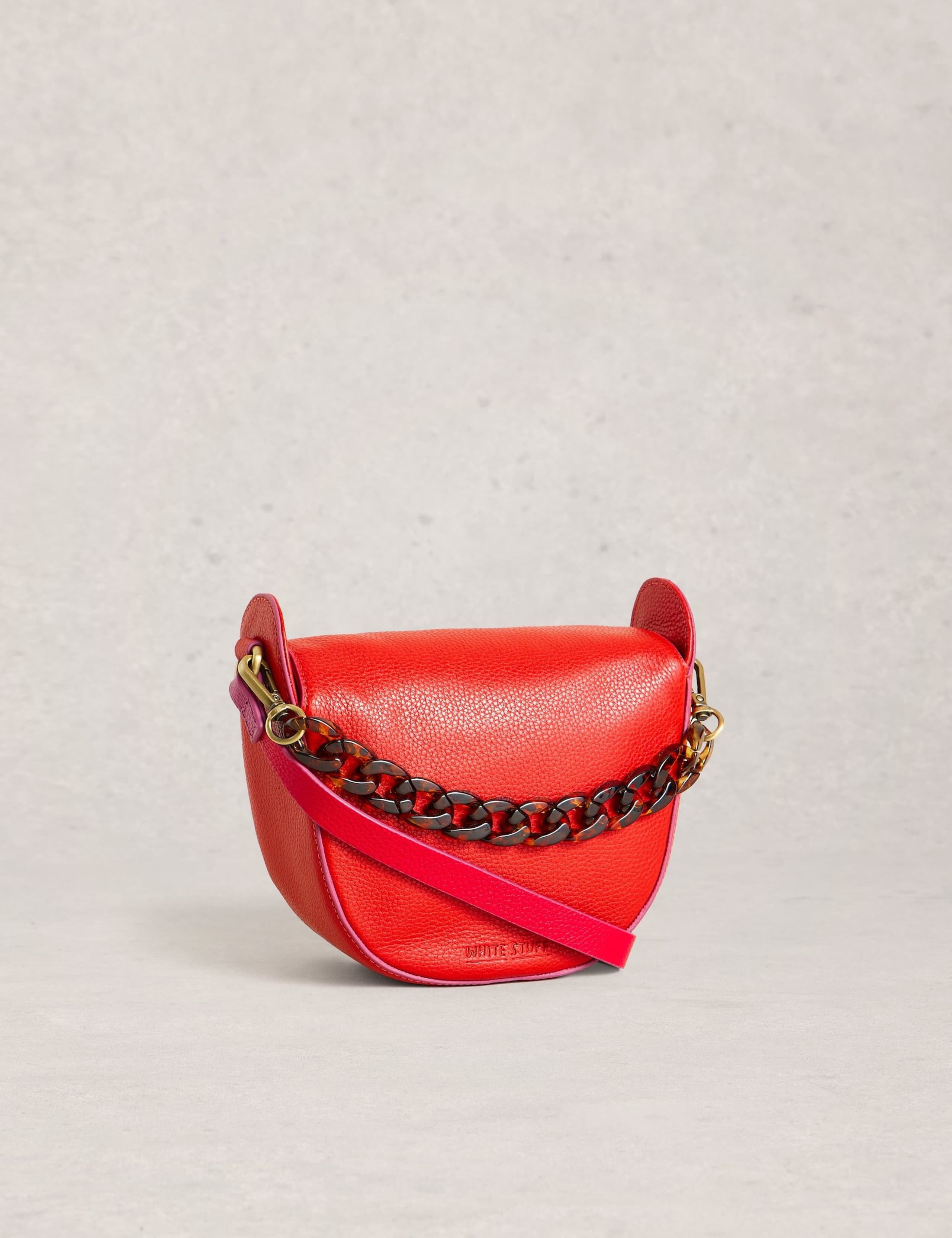 Leather Detachable Chain Strap Saddle Bag 2 of 4