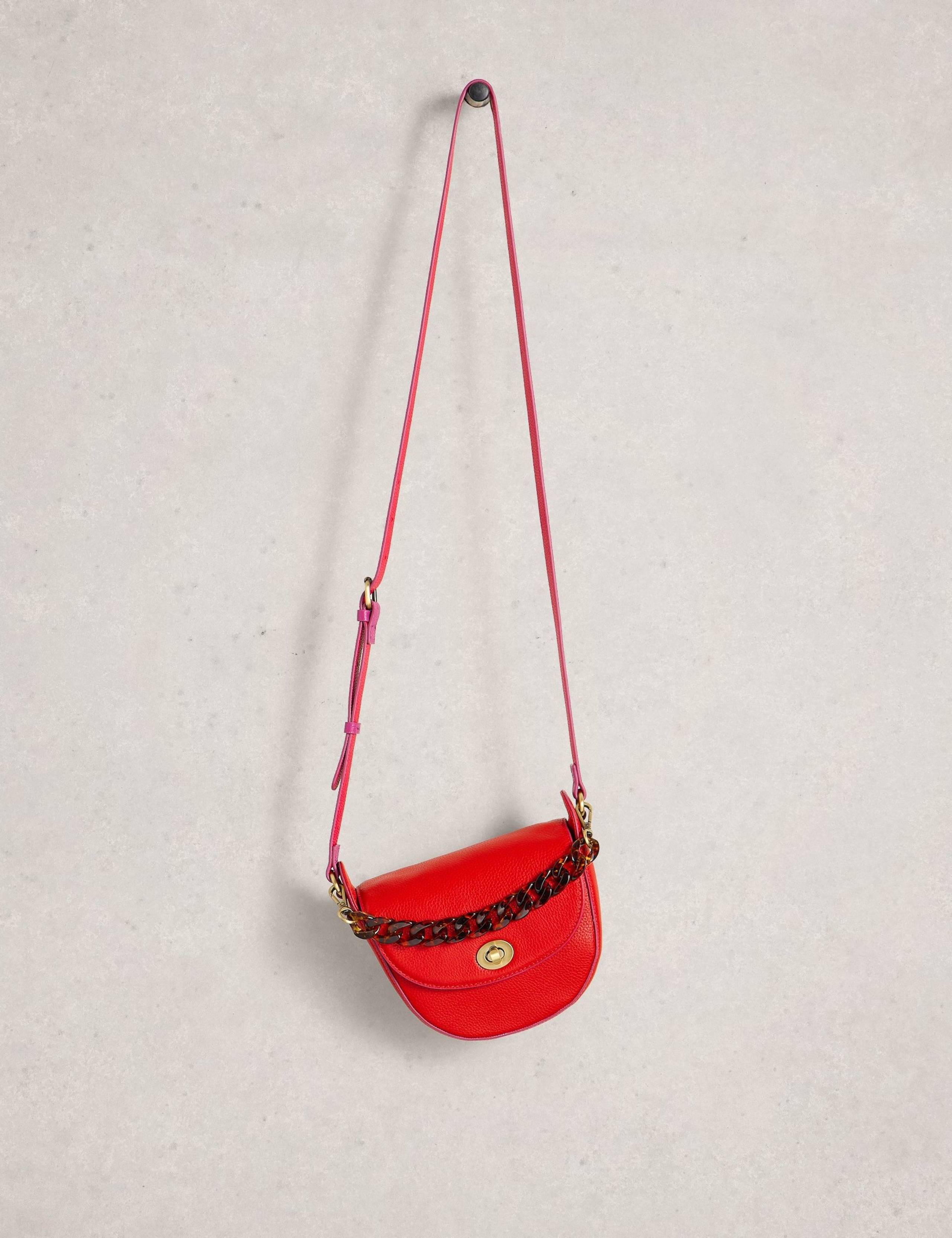 Leather Detachable Chain Strap Saddle Bag 3 of 4