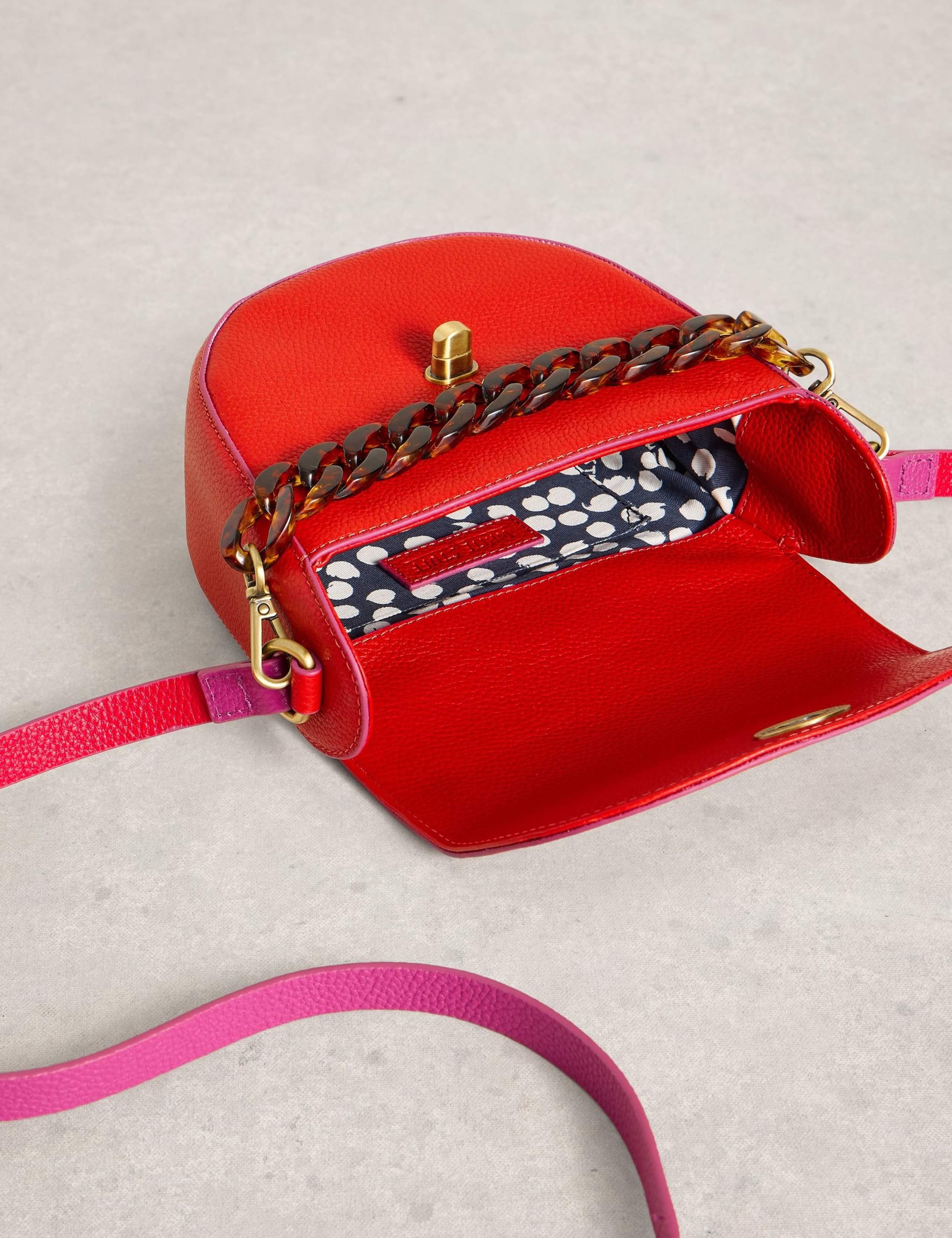Leather Detachable Chain Strap Saddle Bag 4 of 4