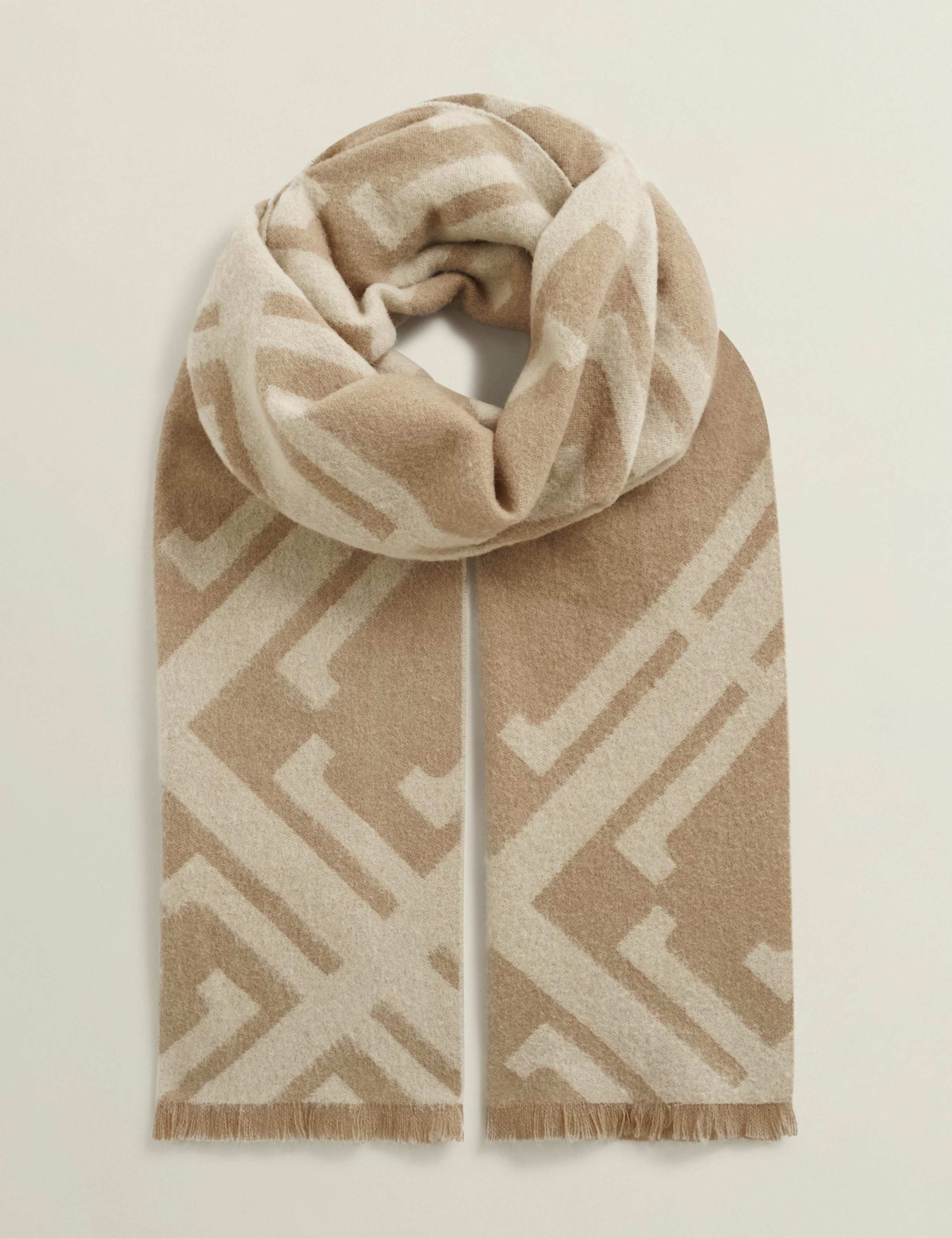 Pure Wool Printed Fringed Scarf 1 of 4