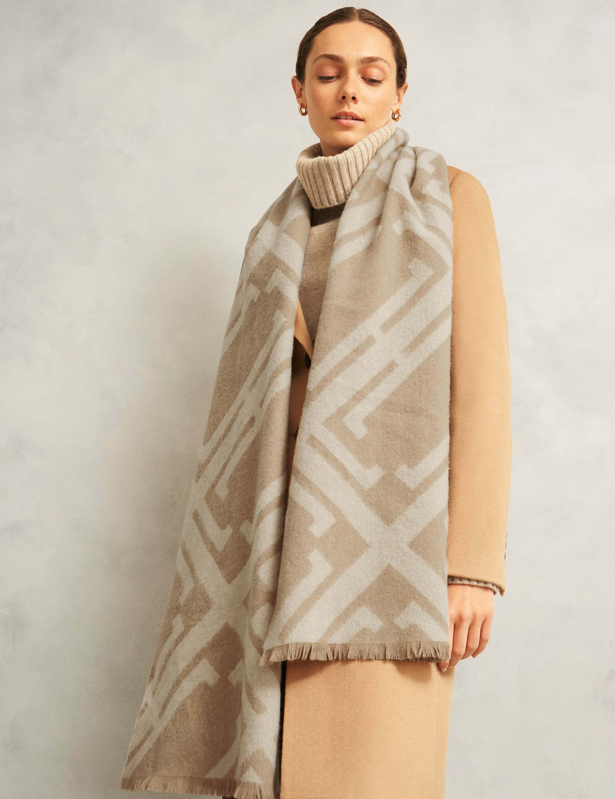 Pure Wool Printed Fringed Scarf 3 of 4