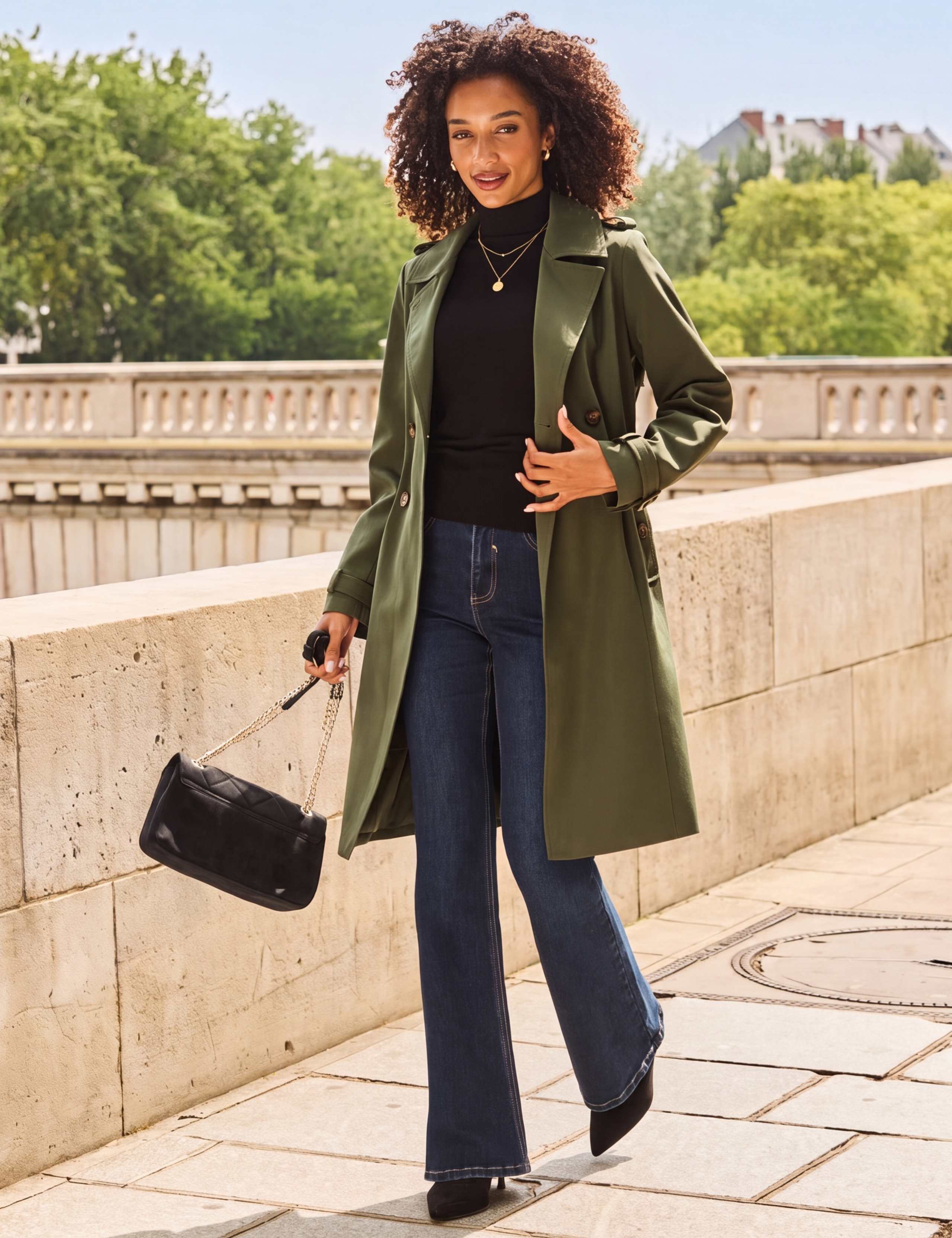 Cinched Waist Double Breasted Trench Coat 3 of 8