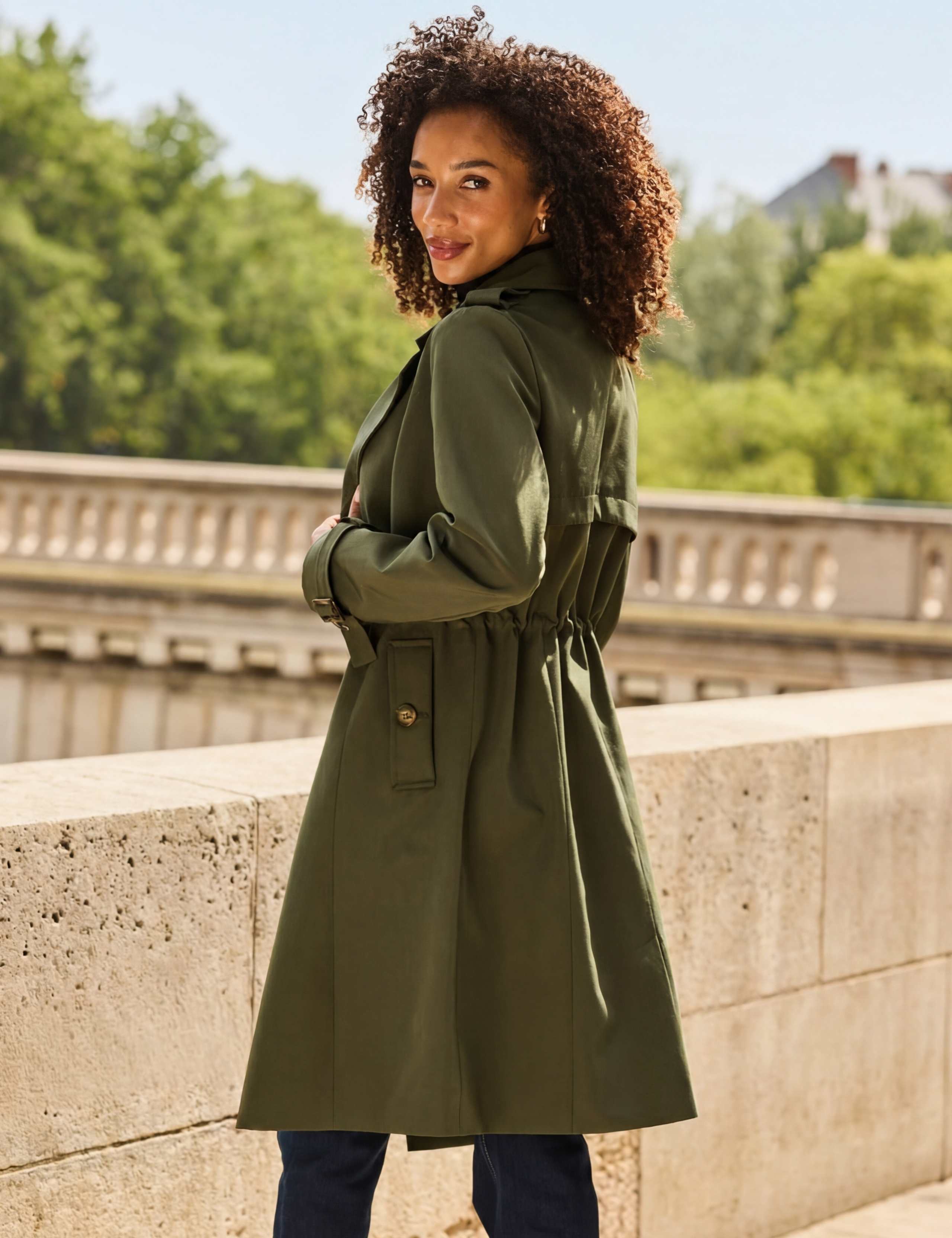 Cinched Waist Double Breasted Trench Coat 5 of 8