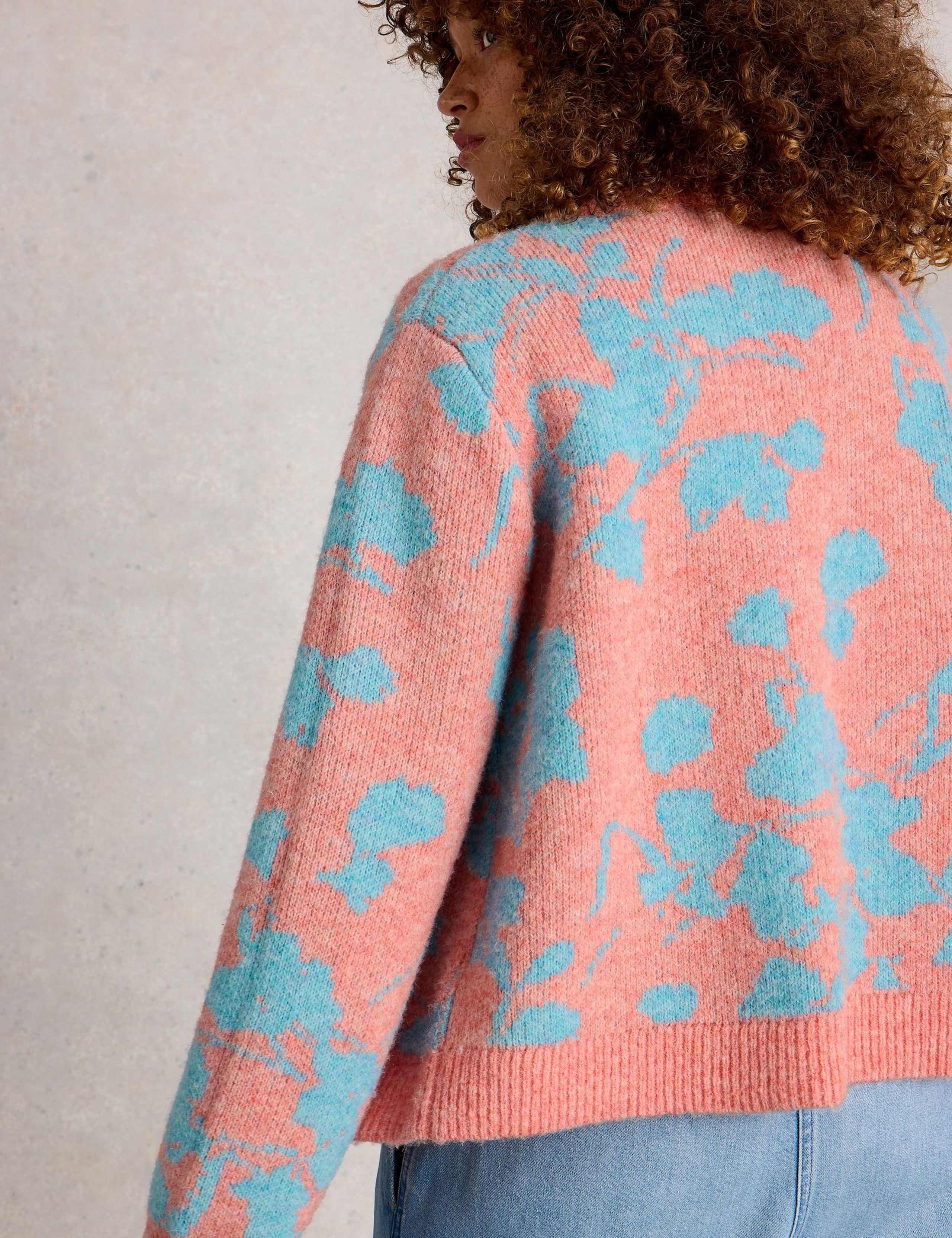 Floral V-Neck Cardigan with Wool 3 of 6
