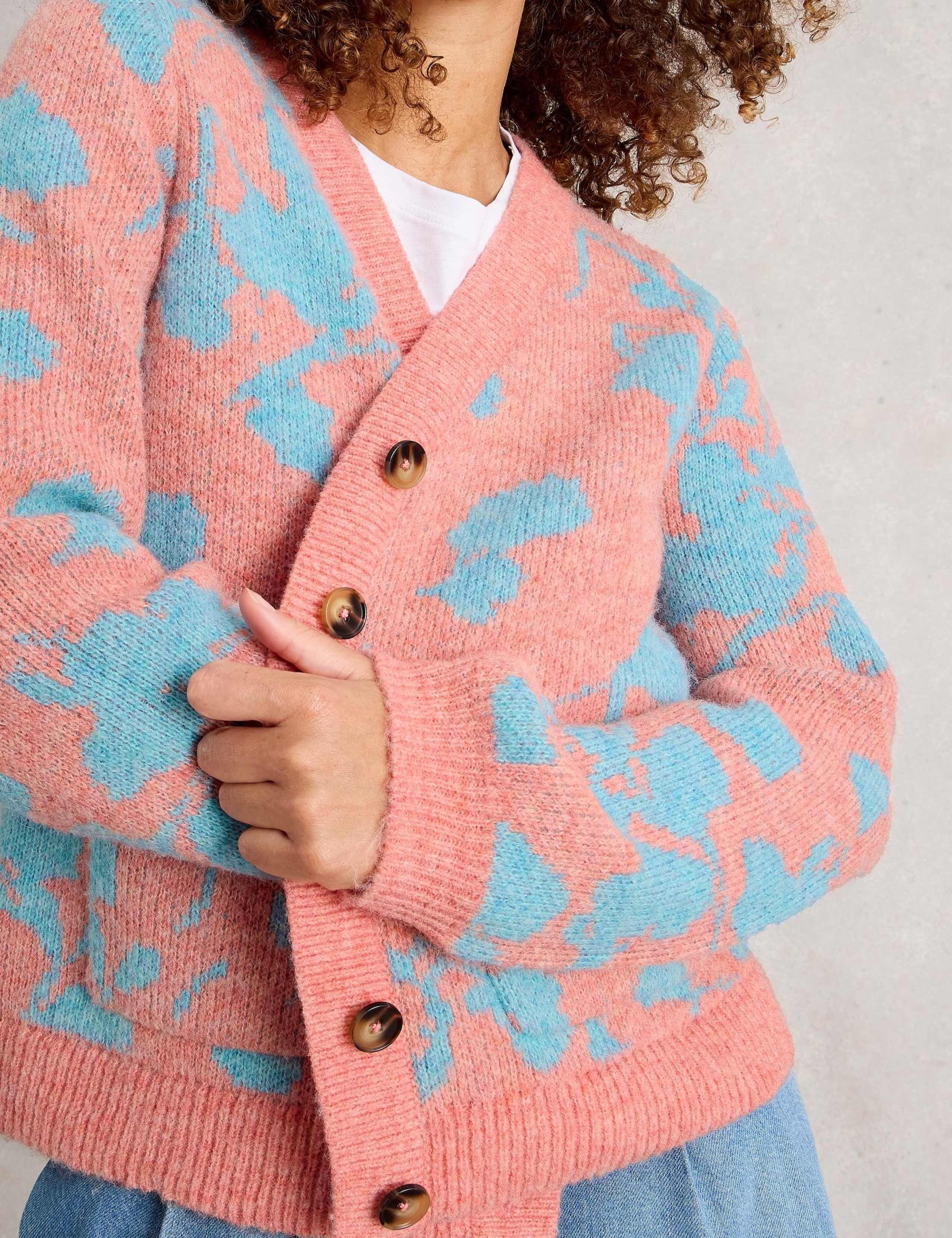 Floral V-Neck Cardigan with Wool 4 of 6