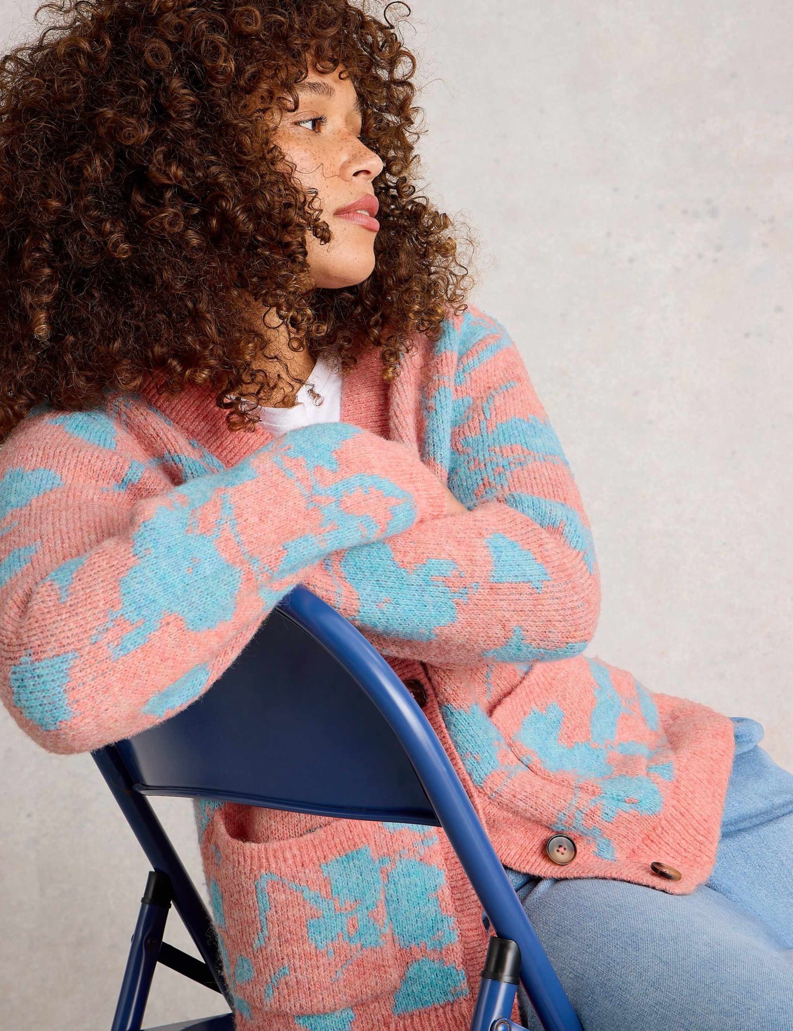 Floral V-Neck Cardigan with Wool 5 of 6