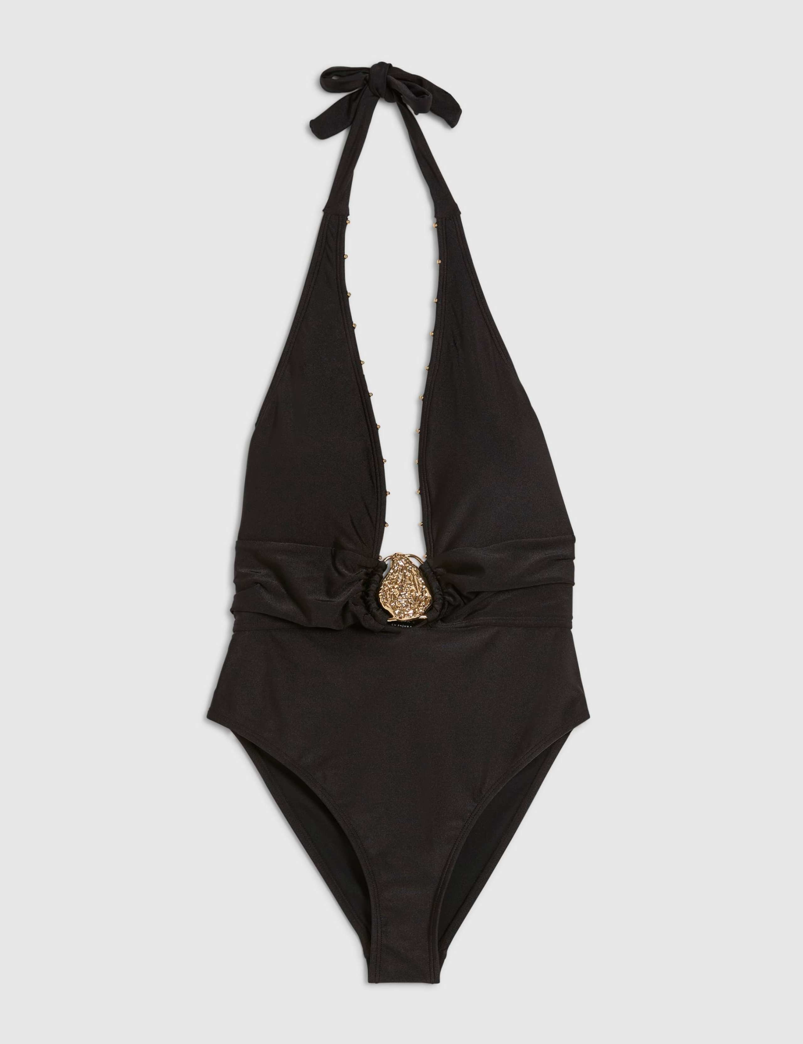 Padded Hardware Detail Deep Plunge Swimsuit 2 of 4
