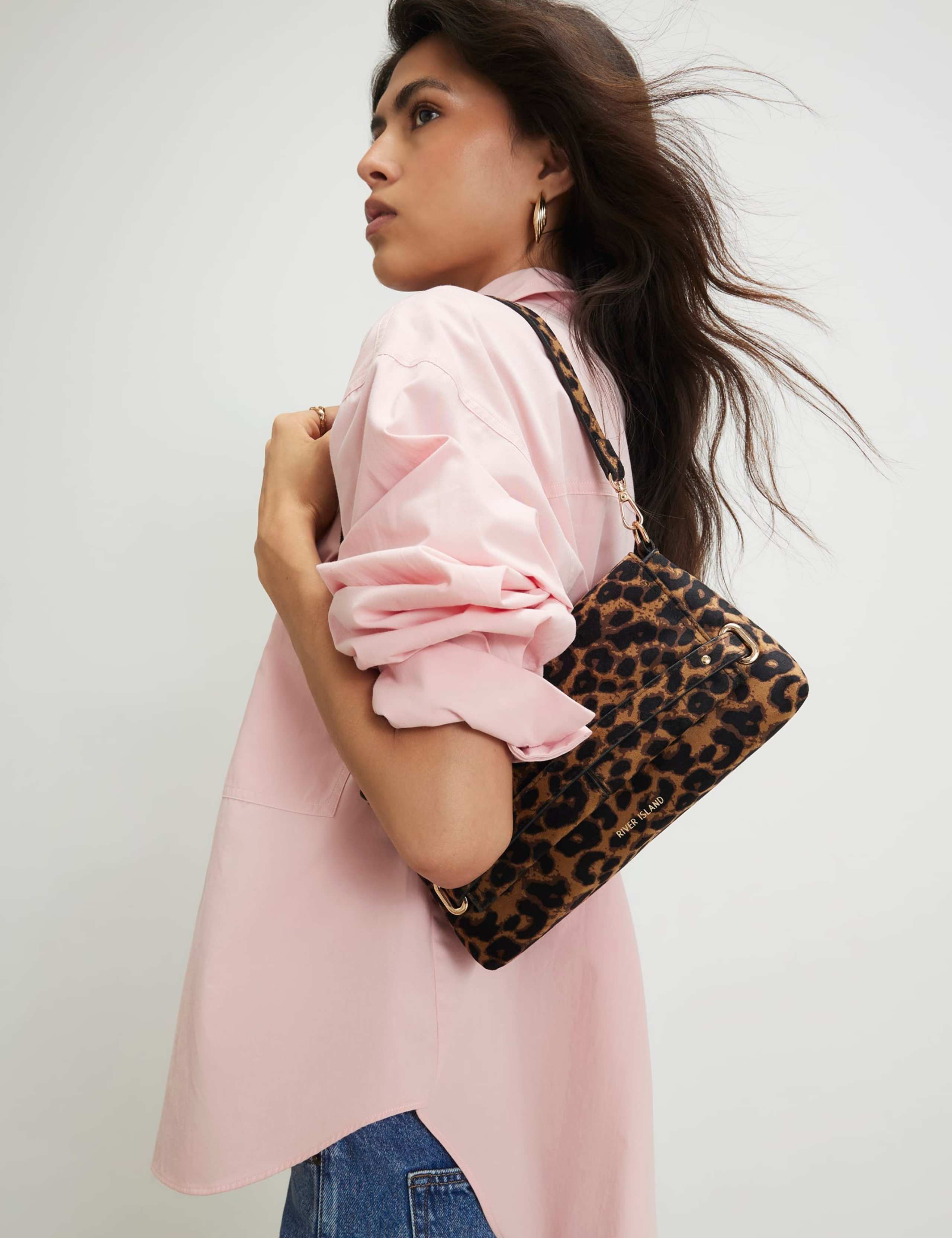 Leopard Print Fold Over Clutch Bag 1 of 4