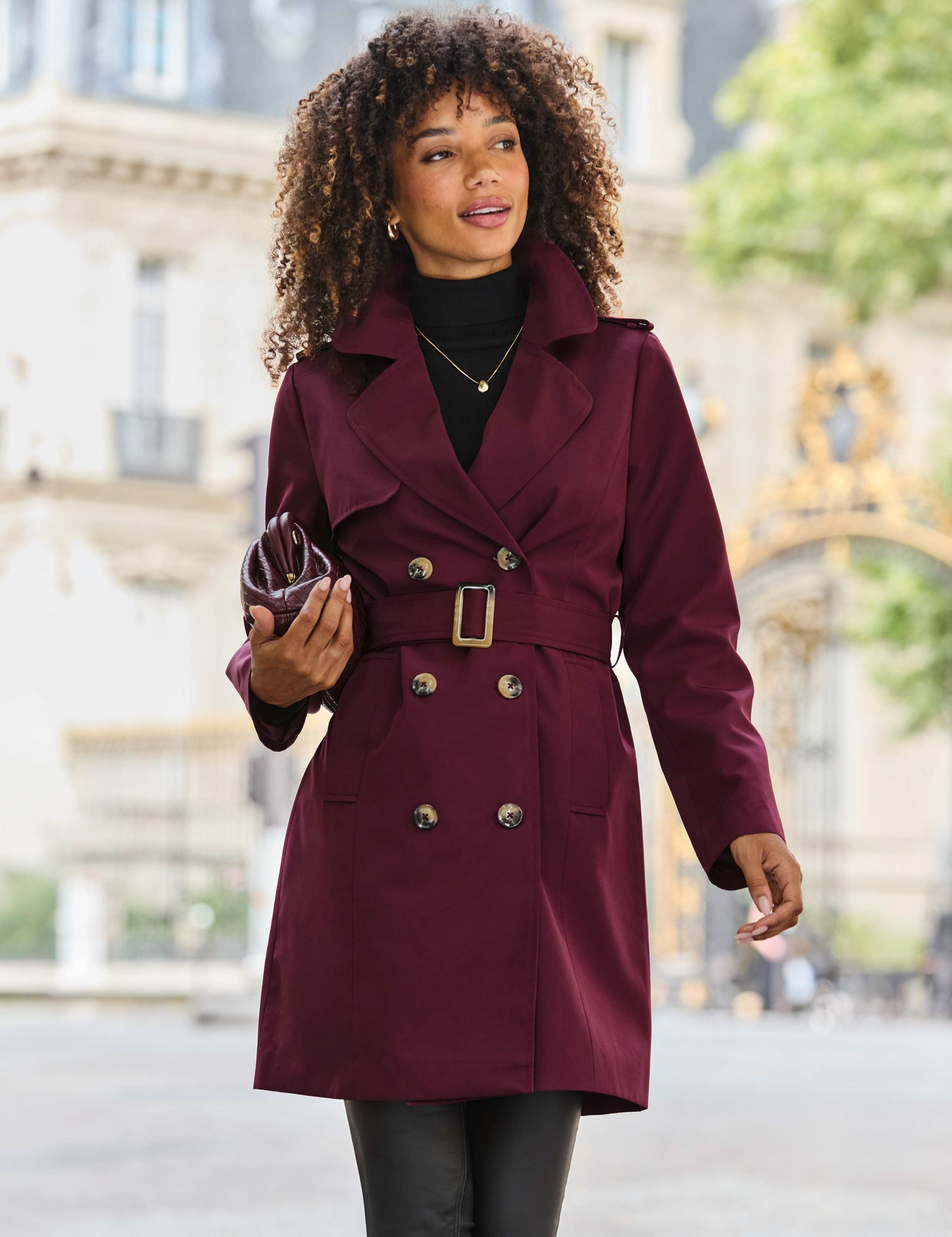 Double Breasted Belted Trench Coat 2 of 8