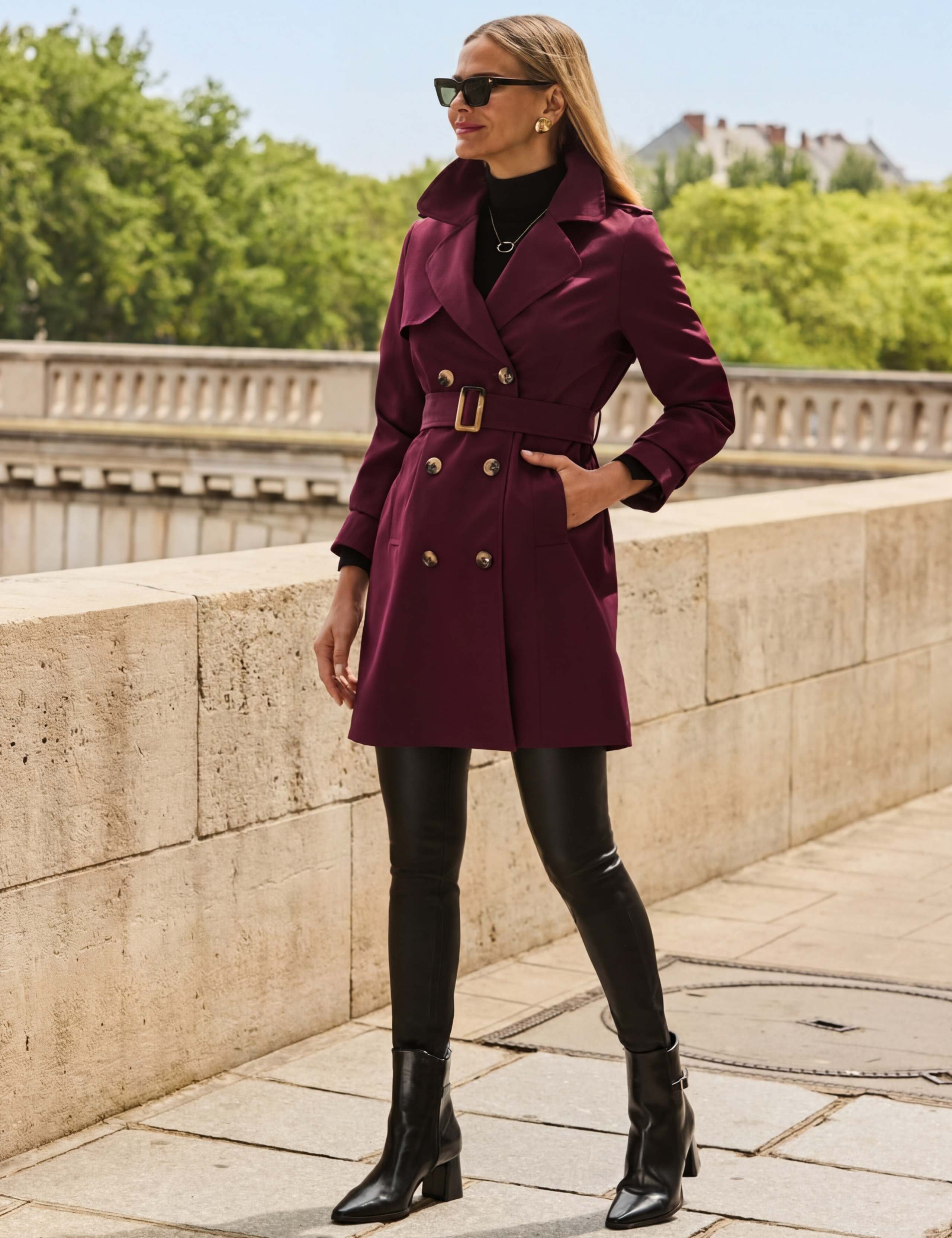 Double Breasted Belted Trench Coat 4 of 8
