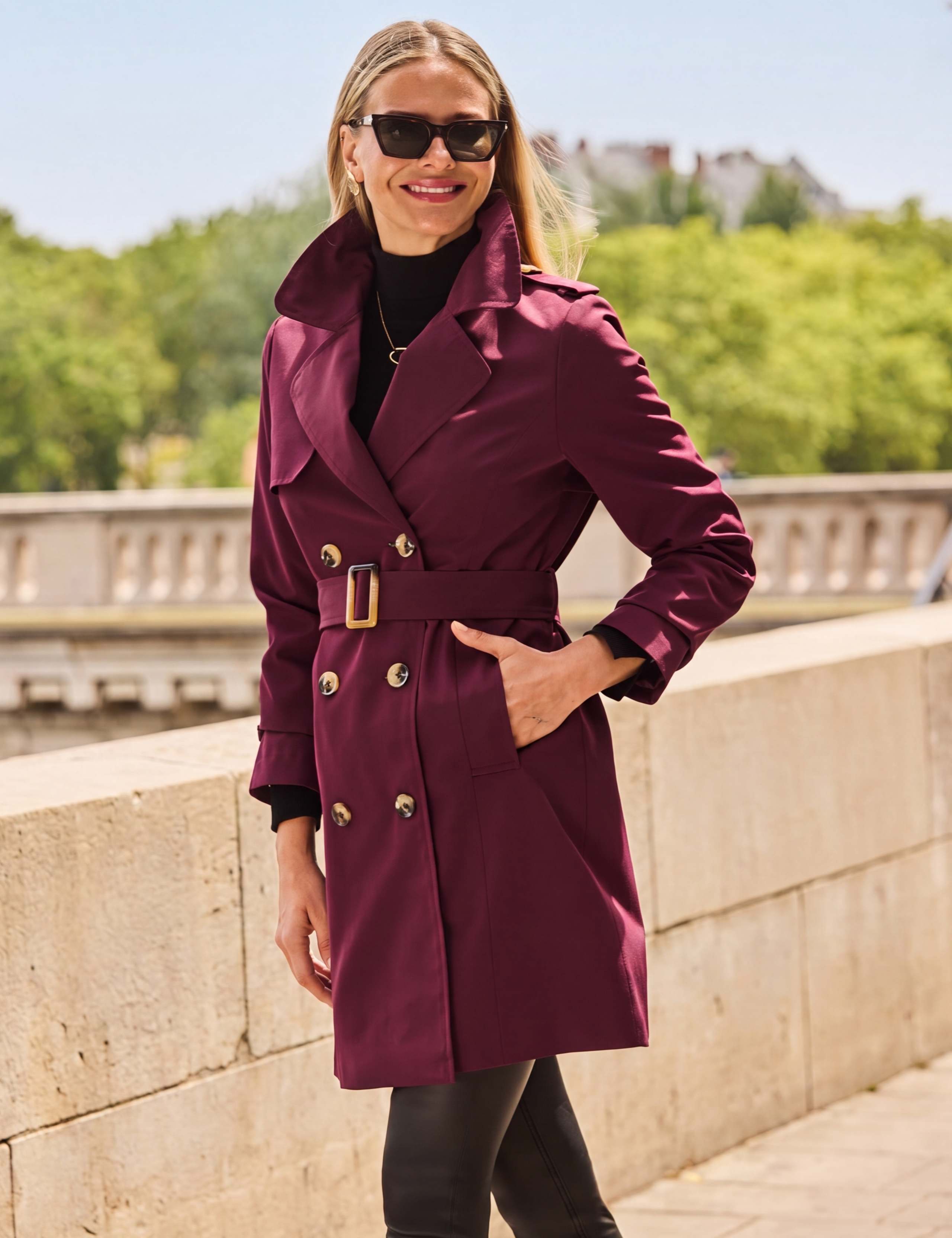 Double Breasted Belted Trench Coat 6 of 8