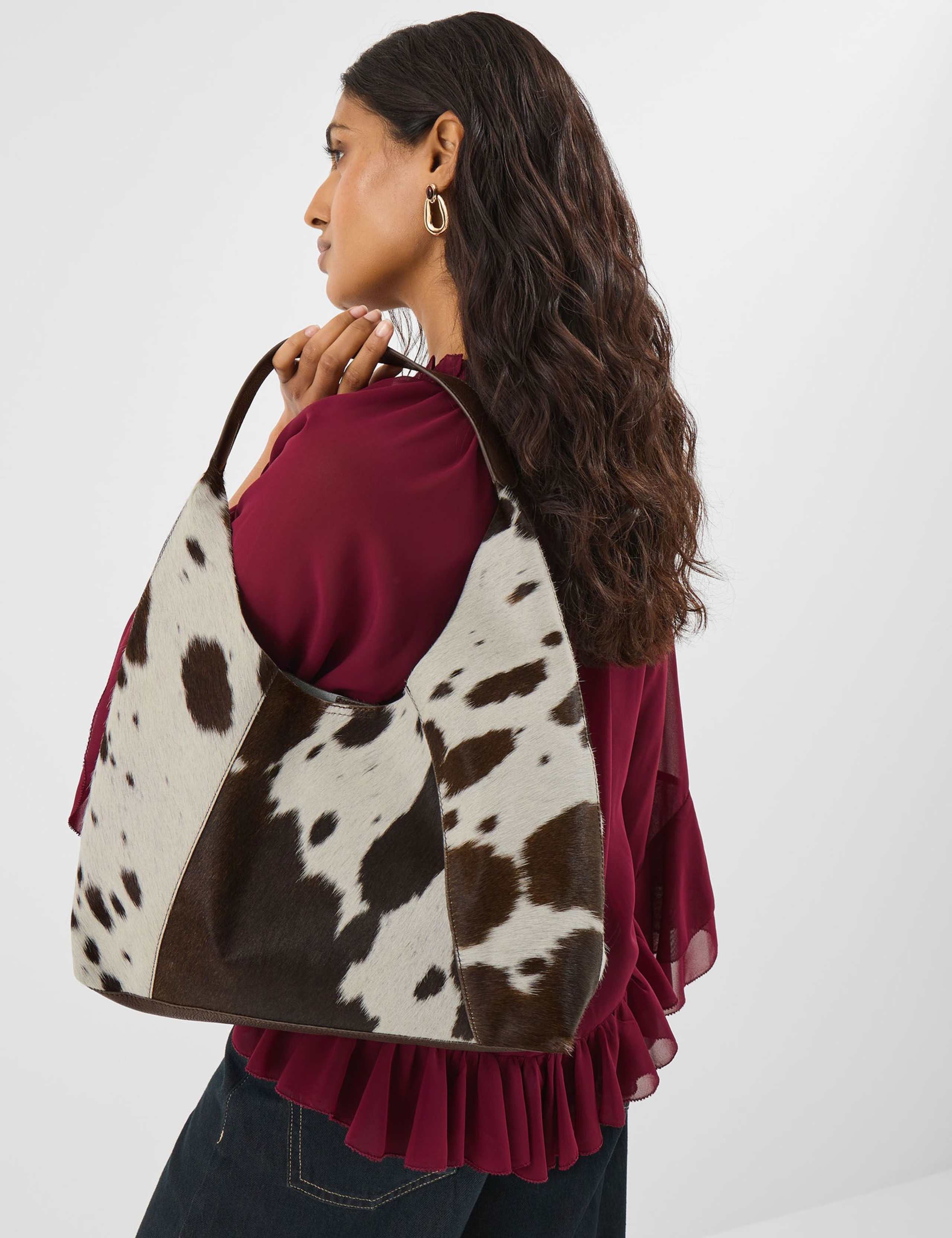 Leather Cow Print Shoulder Bag 5 of 5