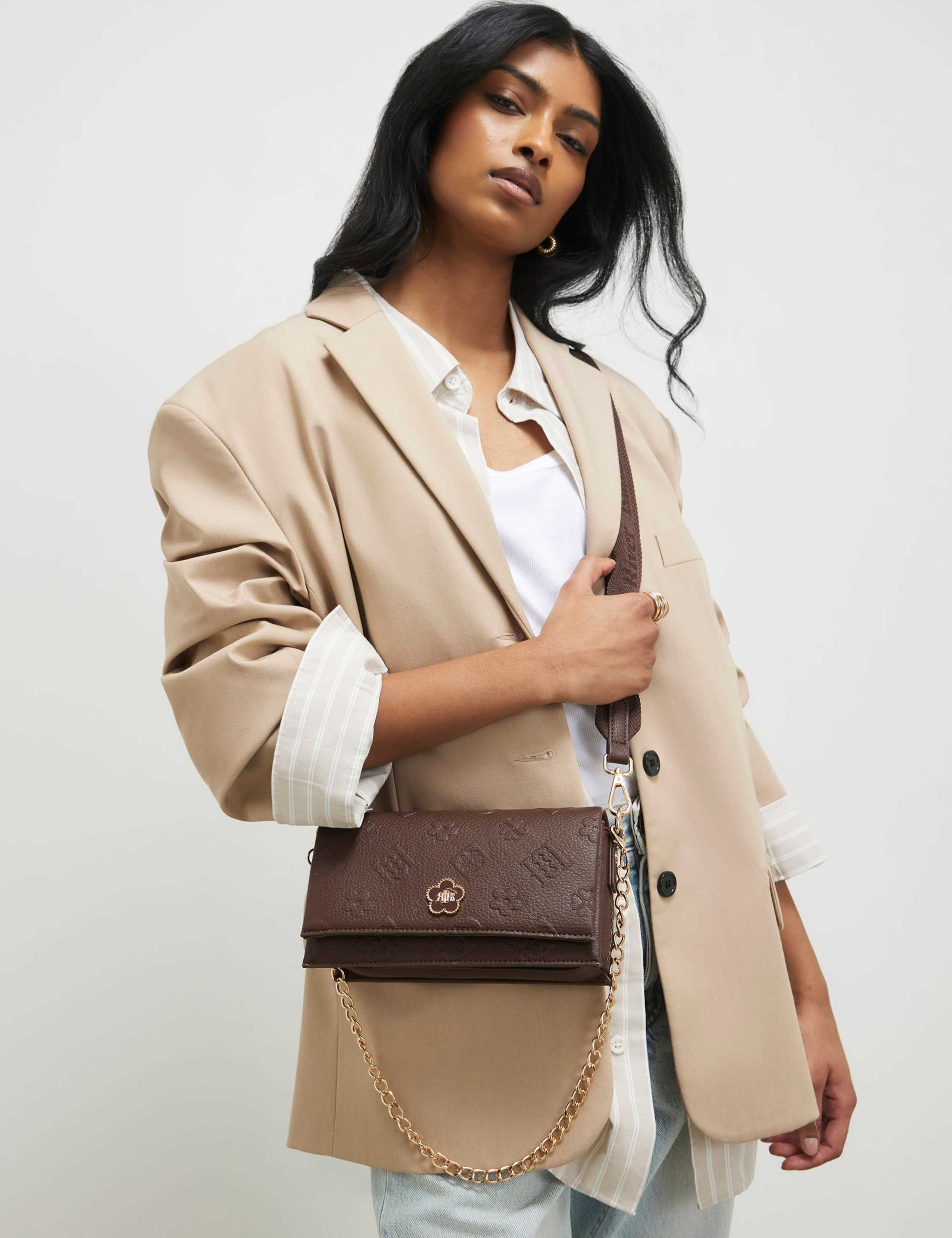 Embossed Chain Strap Cross Body Bag 1 of 5