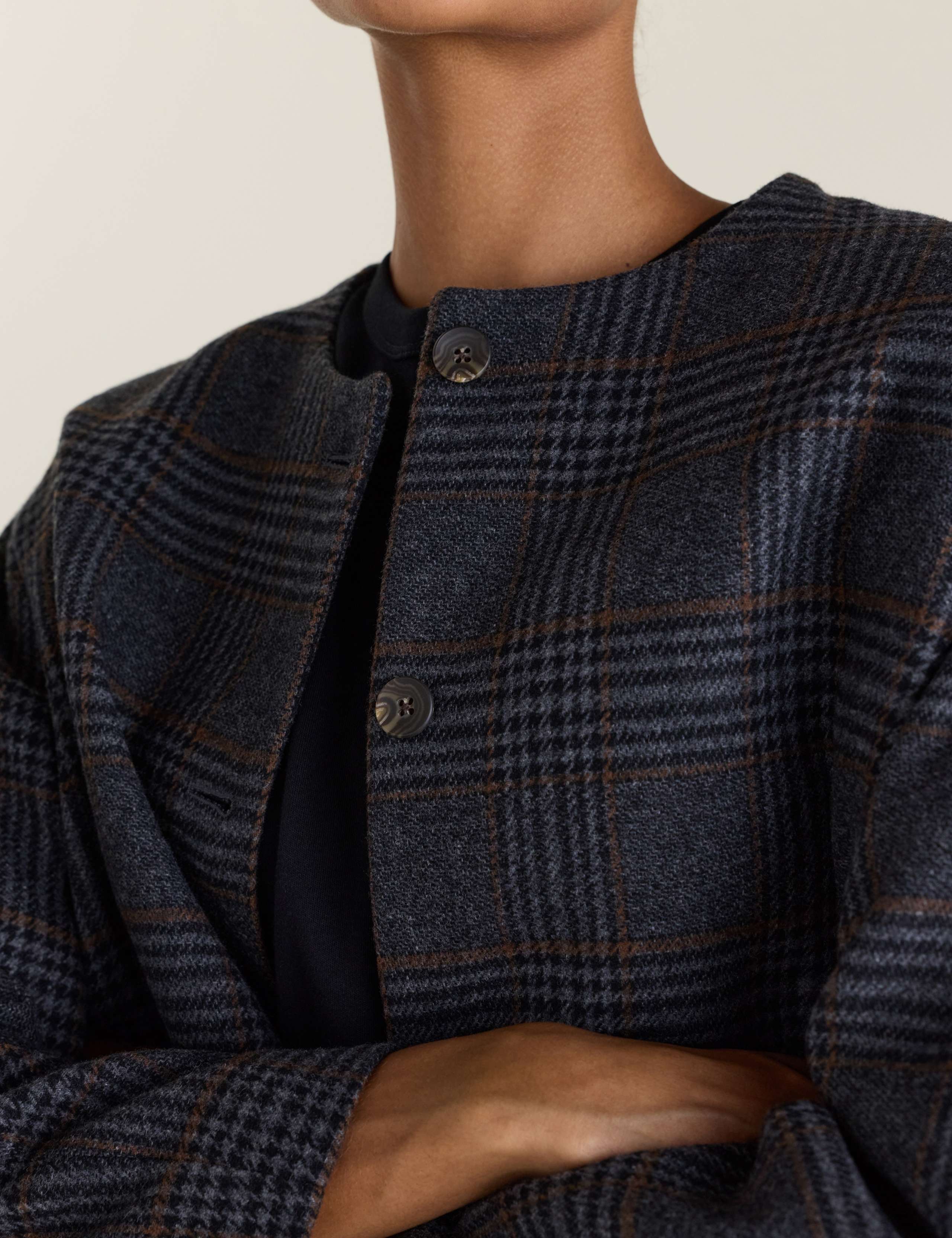 Wool Rich Checked Scarf Coat 3 of 3