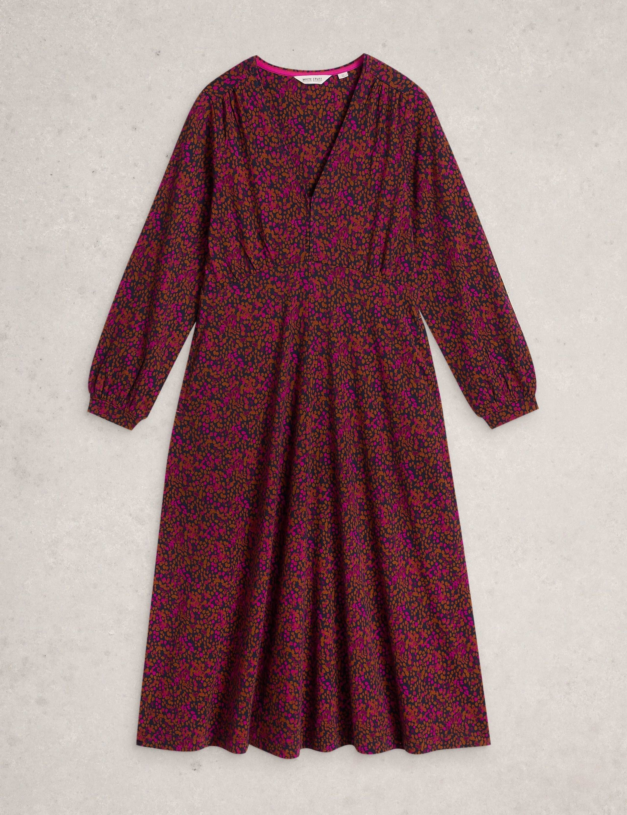 Jersey Printed V-Neck Midi Dress 2 of 6