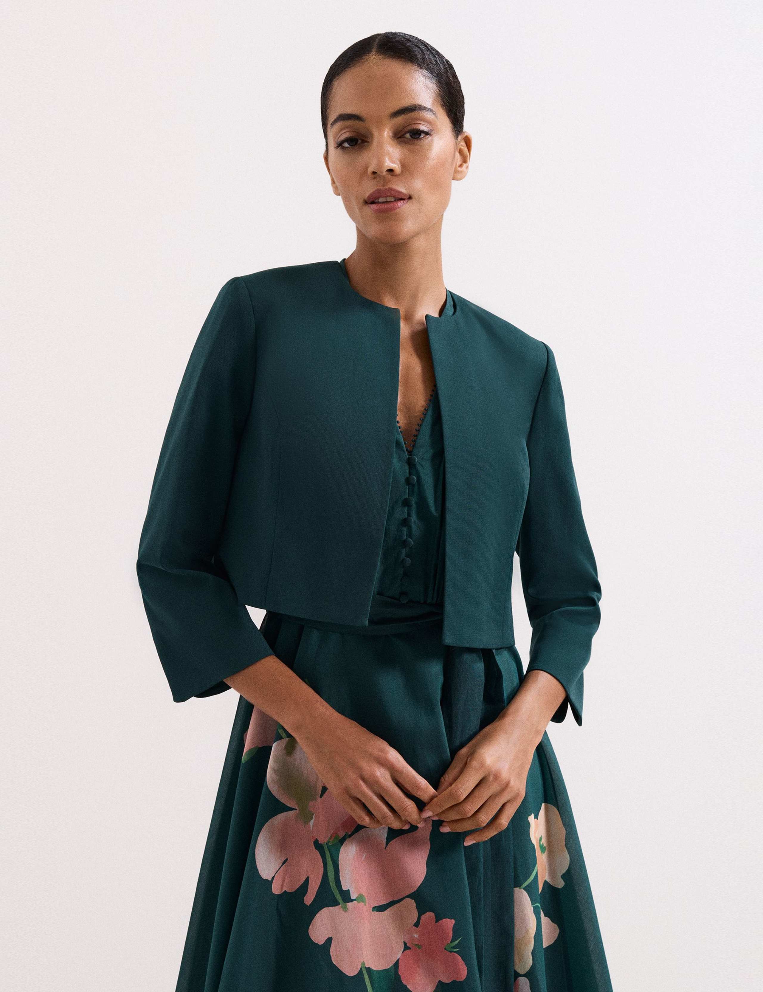 Cotton Rich Open Front Cropped Jacket 1 of 5