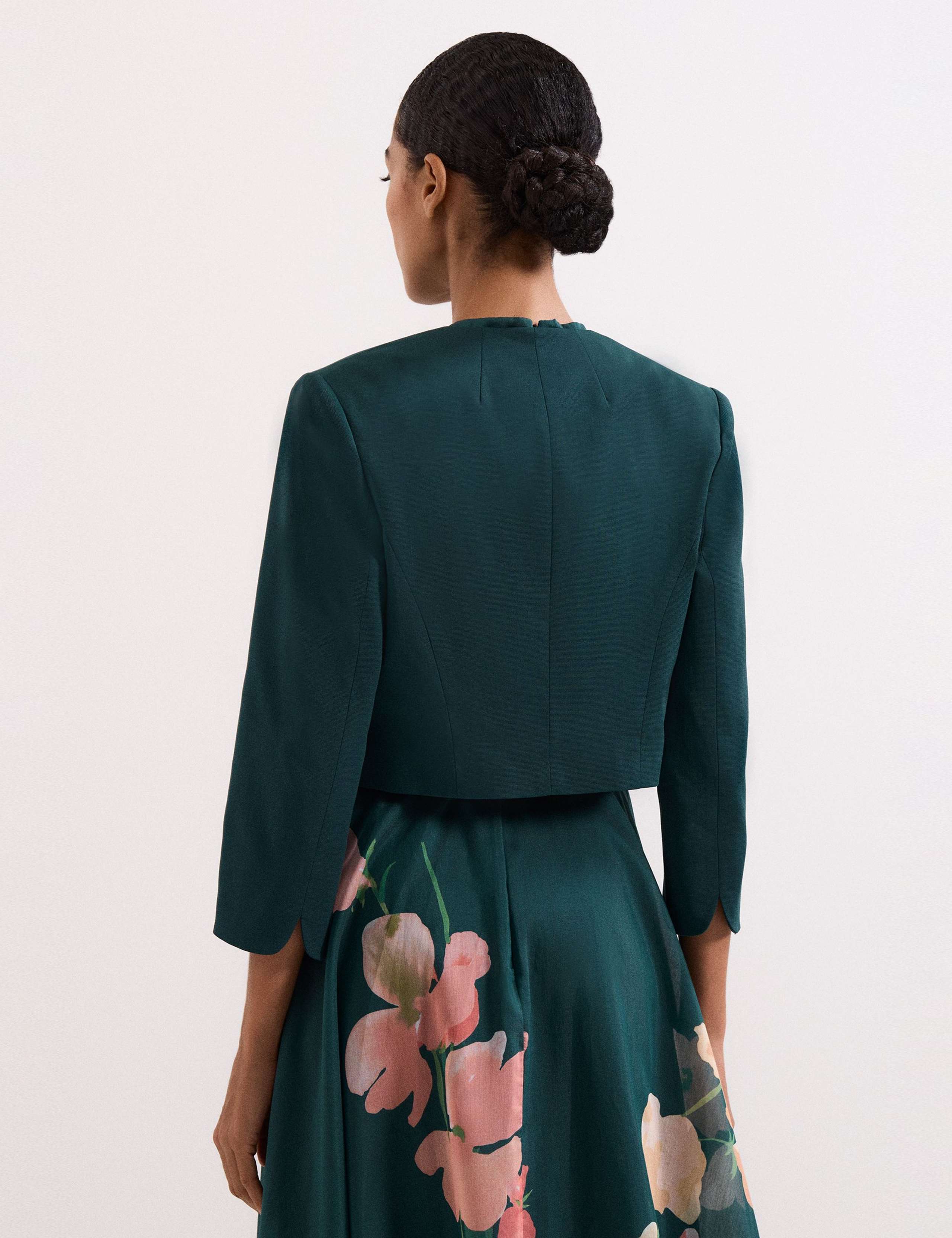 Cotton Rich Open Front Cropped Jacket 4 of 5