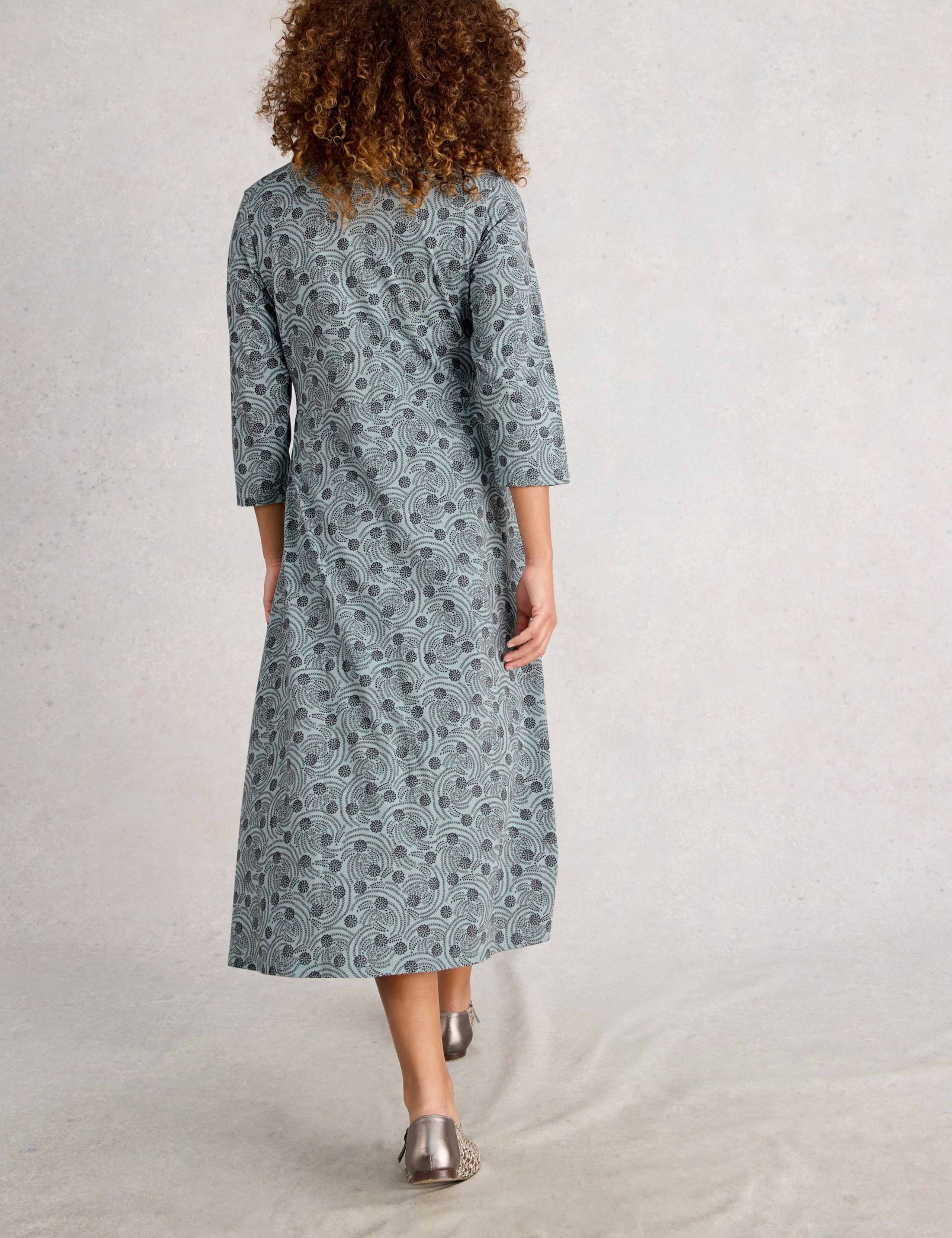 Printed Cotton Blend Shirt Dress 4 of 6