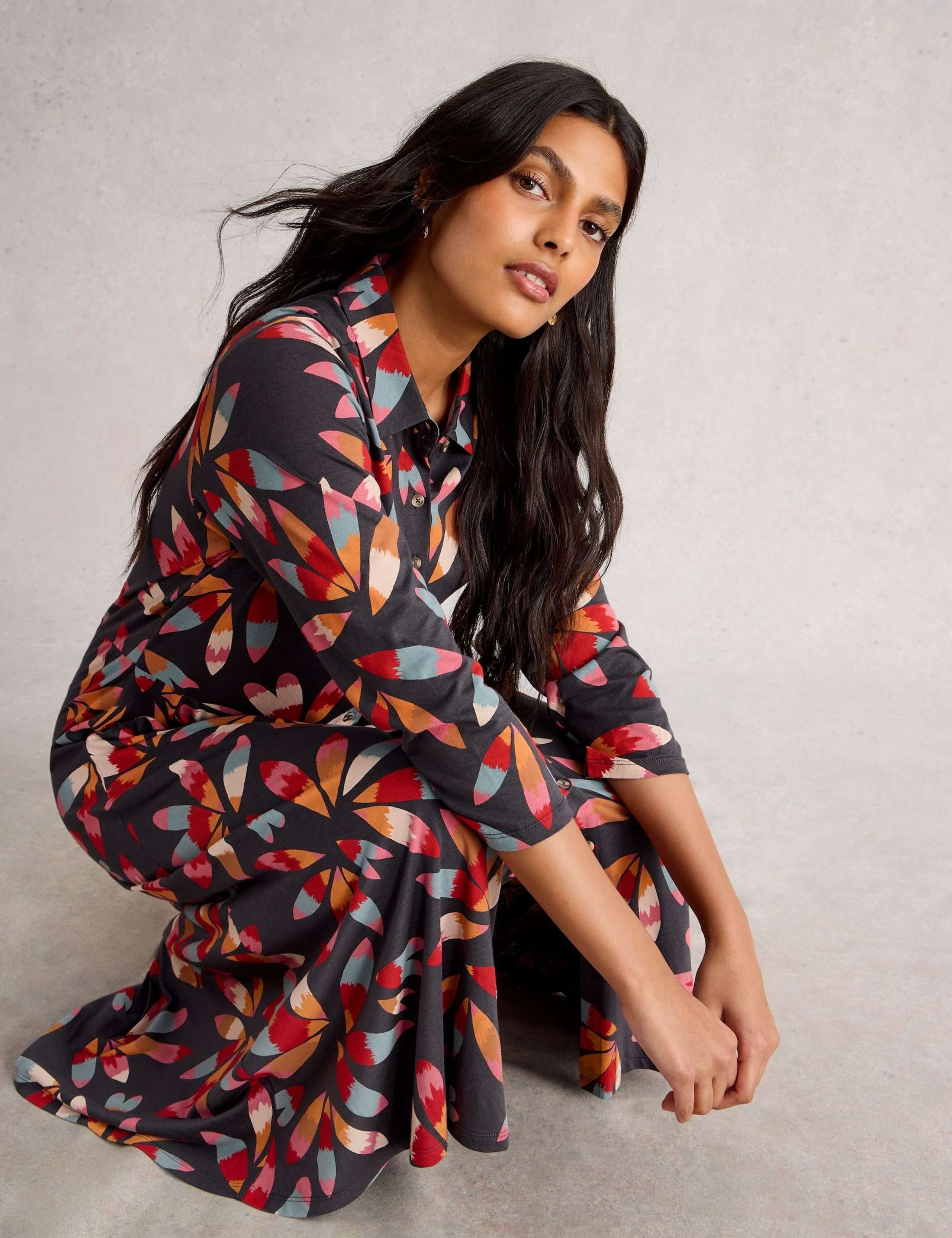 Jersey Printed Midi Shirt Dress 6 of 6